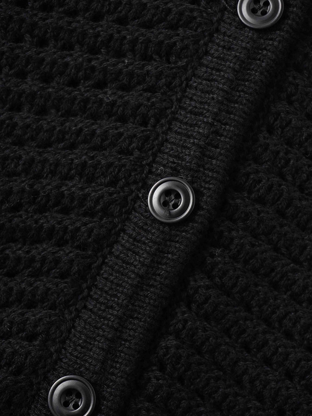 Crochet Ruffle Cardigan-Black