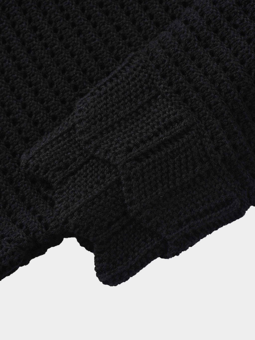 Crochet Ruffle Cardigan-Black