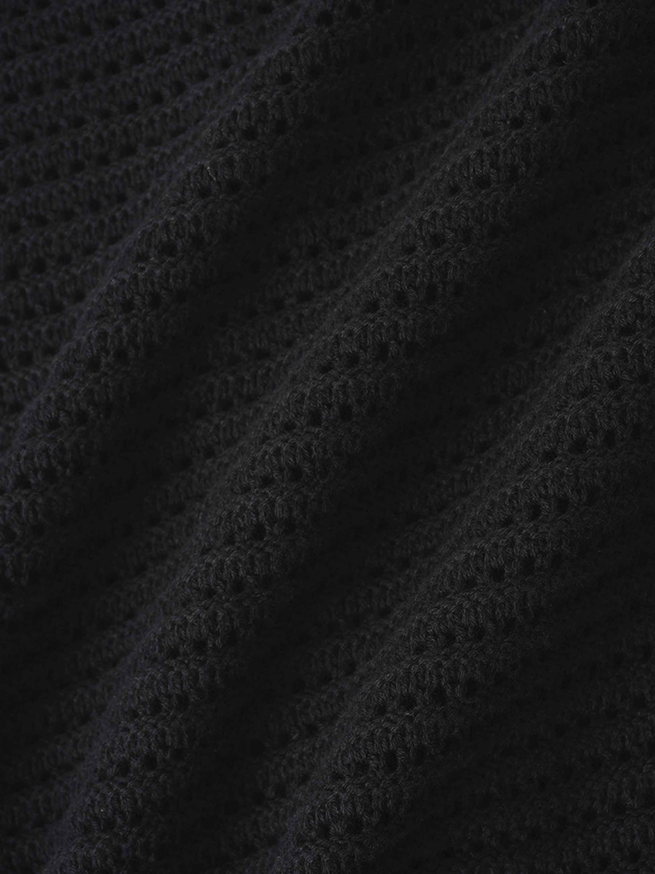 Crochet Ruffle Cardigan-Black