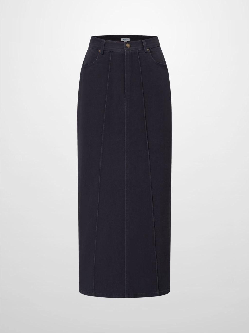 Side Seamed Twill Skirt-Black