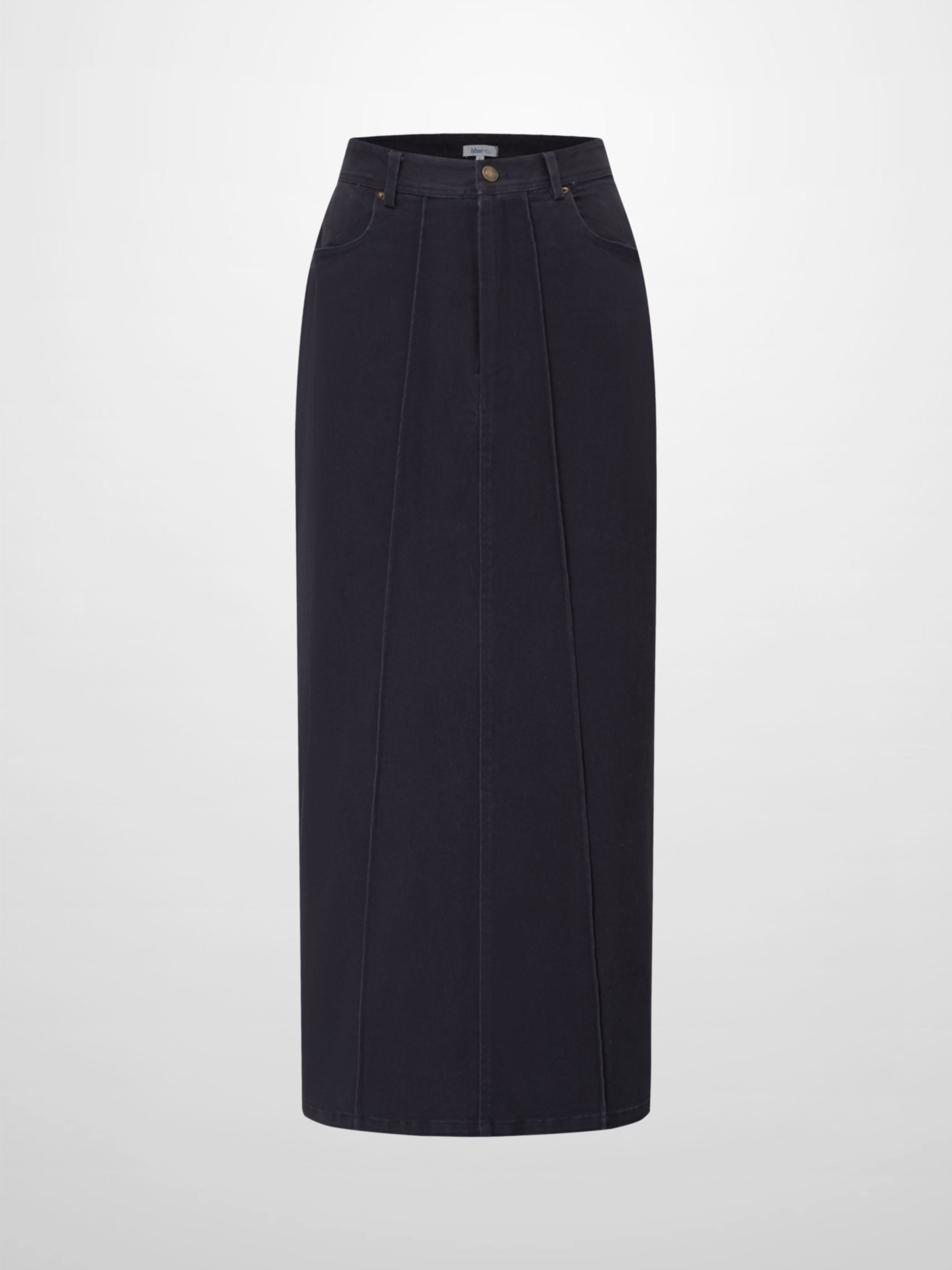 Side Seamed Twill Skirt-Black