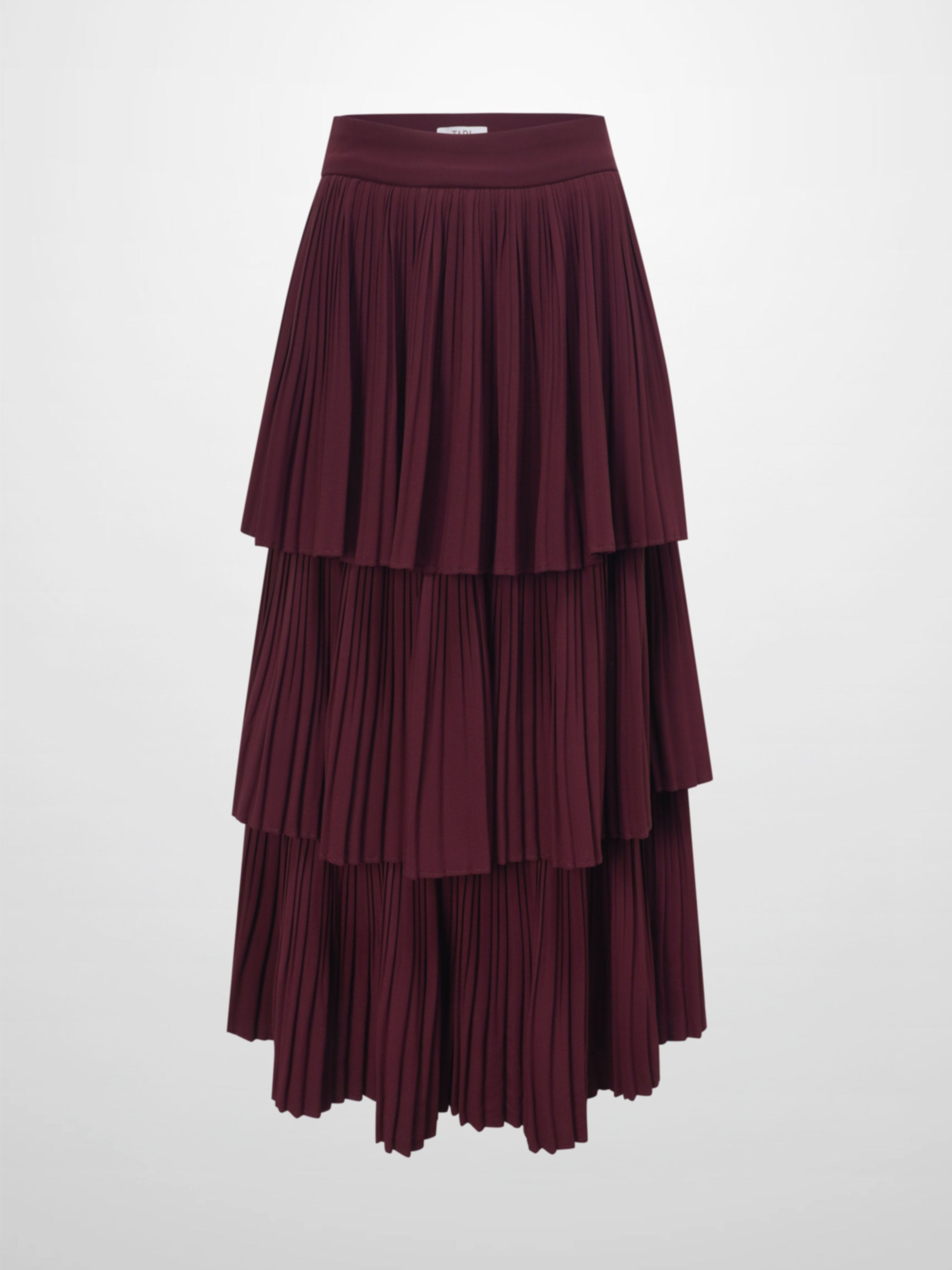 Pleated Layer Skirt 37"-Burgundy