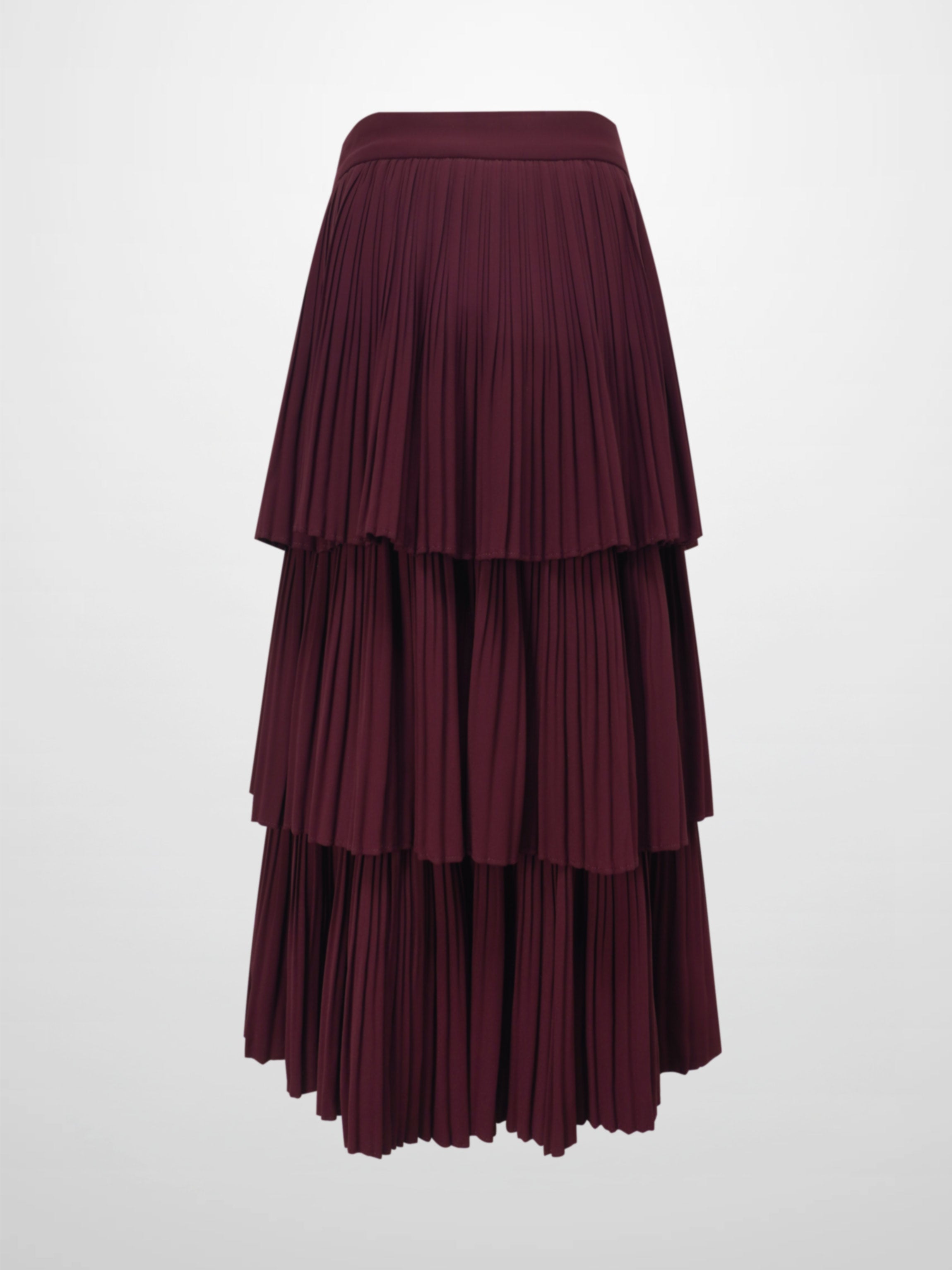 Pleated Layer Skirt 37"-Burgundy