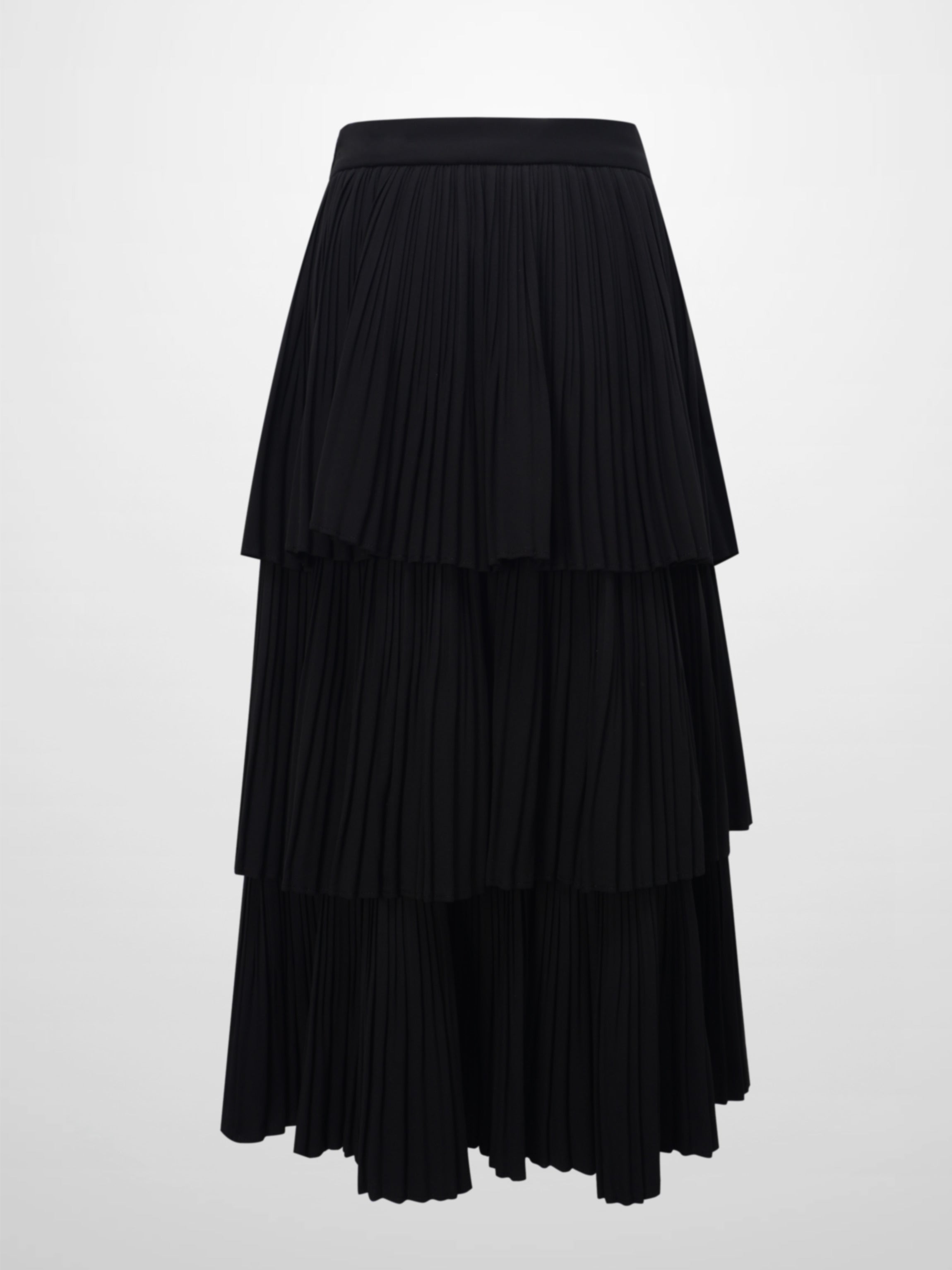 Pleated Layer Skirt 37"-Black
