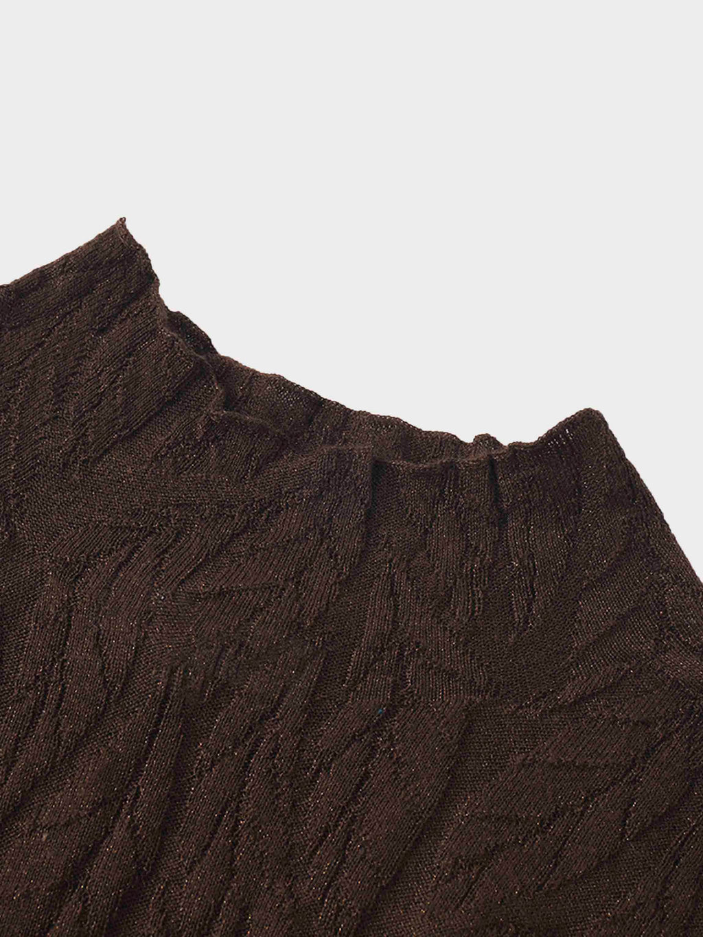 Leaf Design Turtleneck-Brown