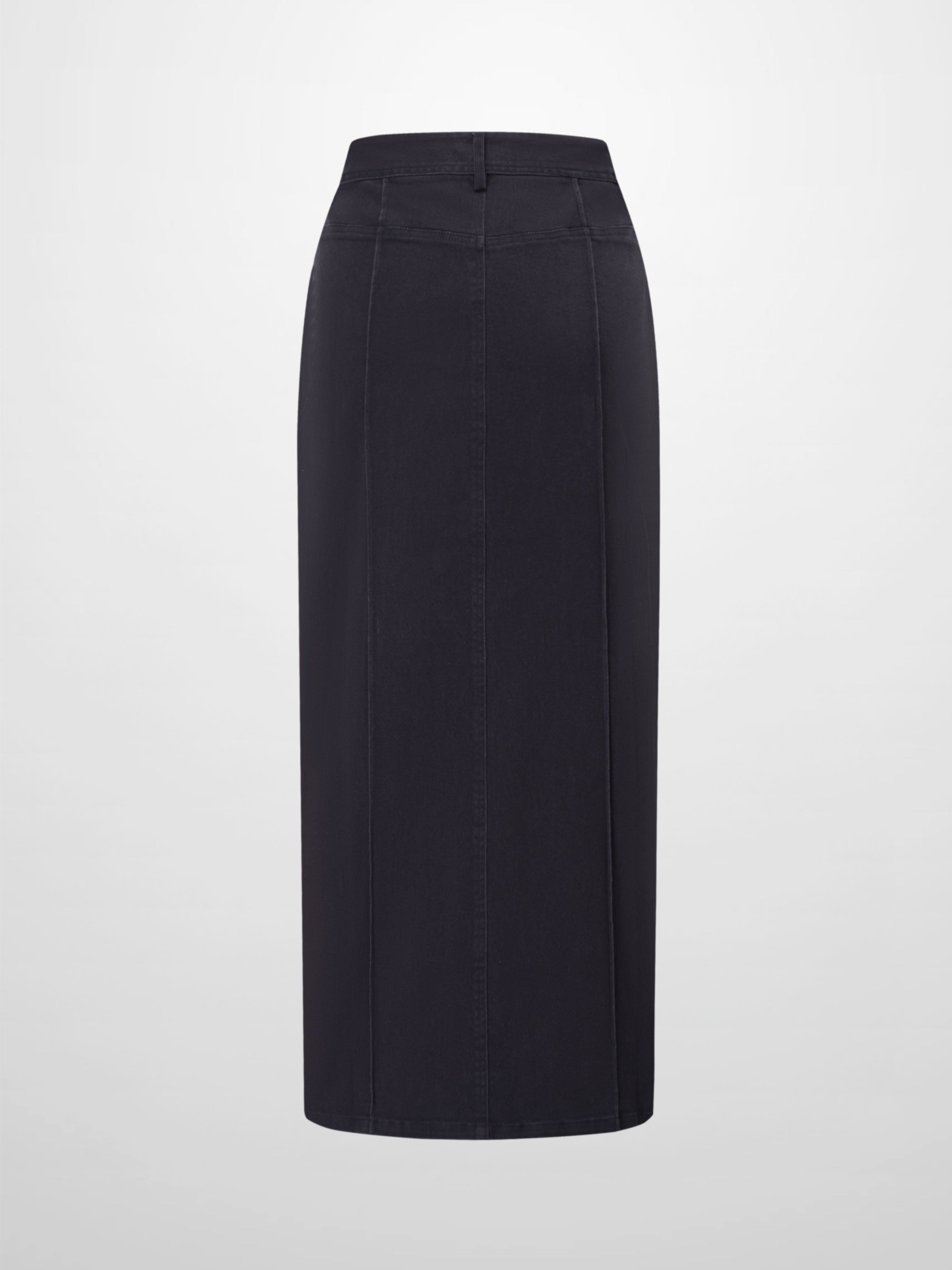 Side Seamed Twill Skirt-Black