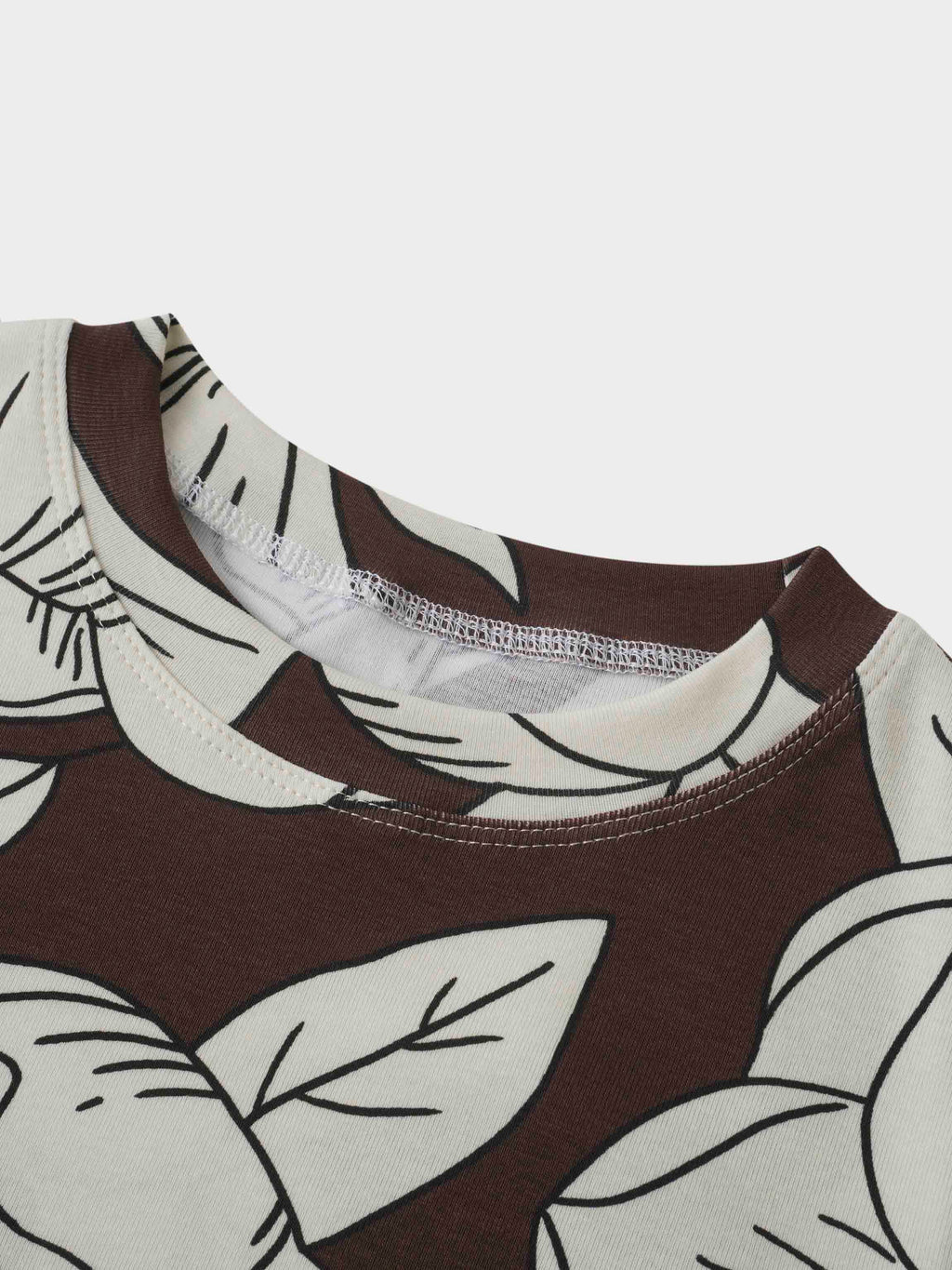 Basic Printed T-shirt-Oversized Floral Brown