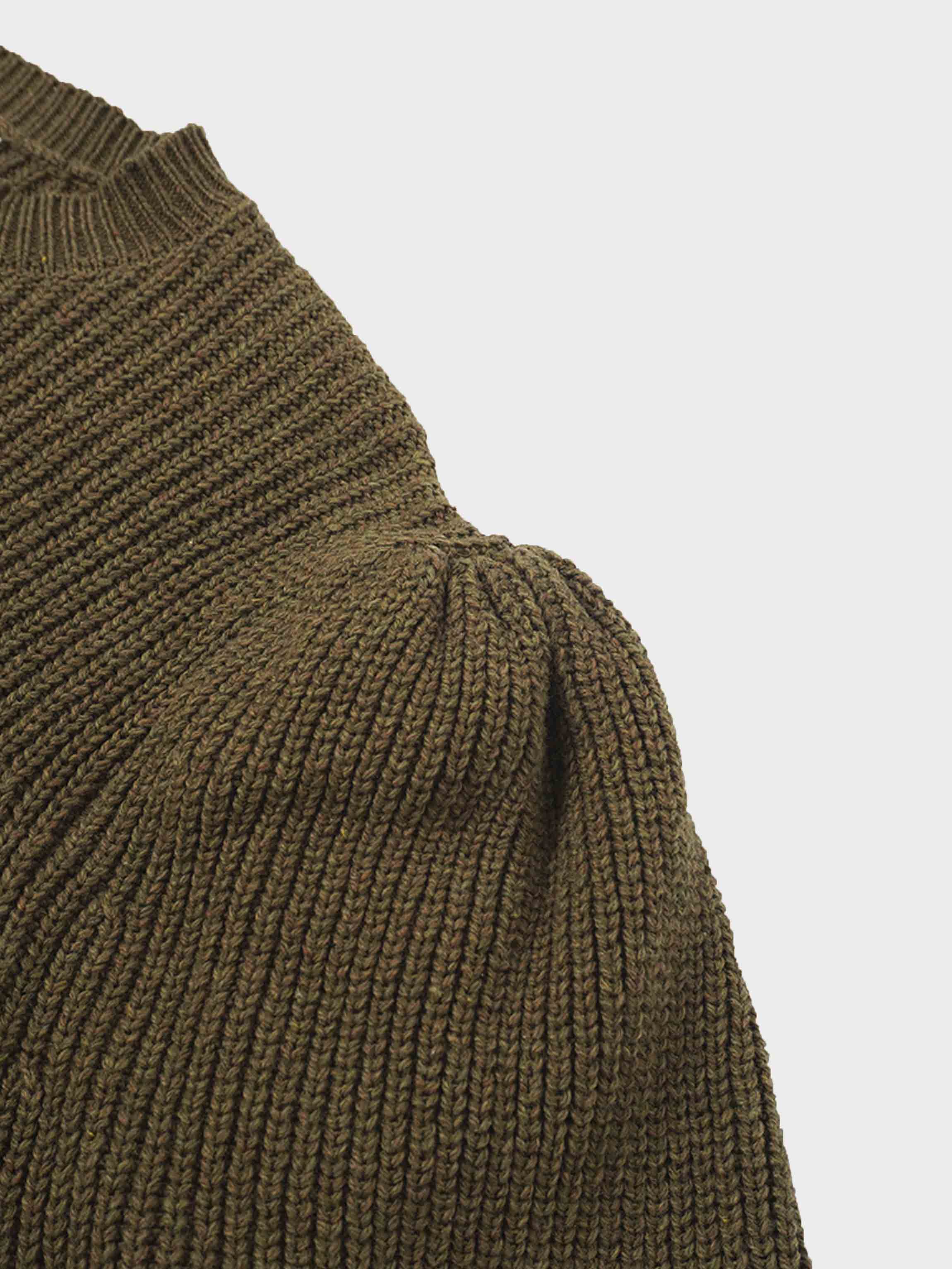 Puff Sleeve Sweater-Olive