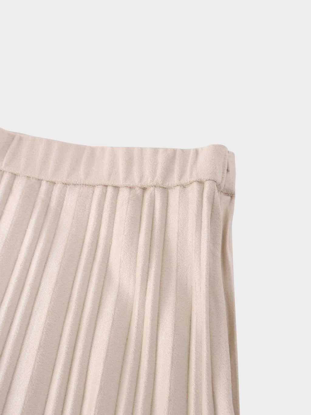 Pleated Faux Suede Skirt 37"-Ivory