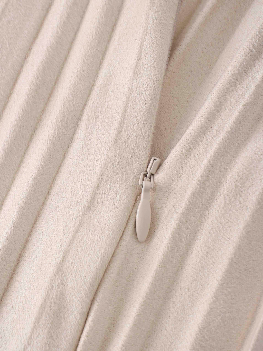 Pleated Faux Suede Skirt 37"-Ivory