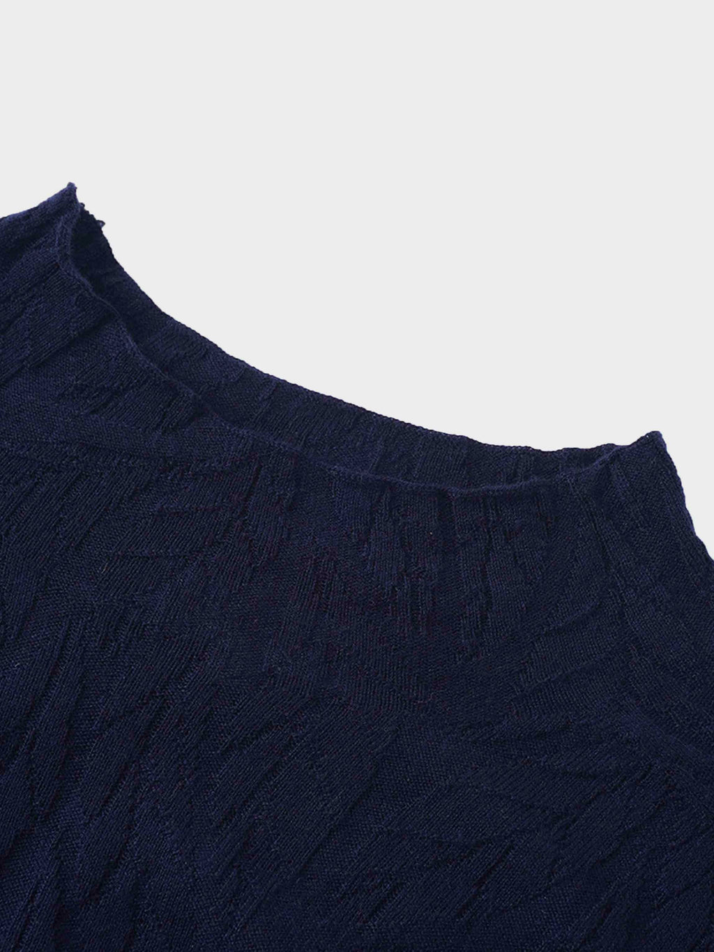 Leaf Design Turtleneck-Navy