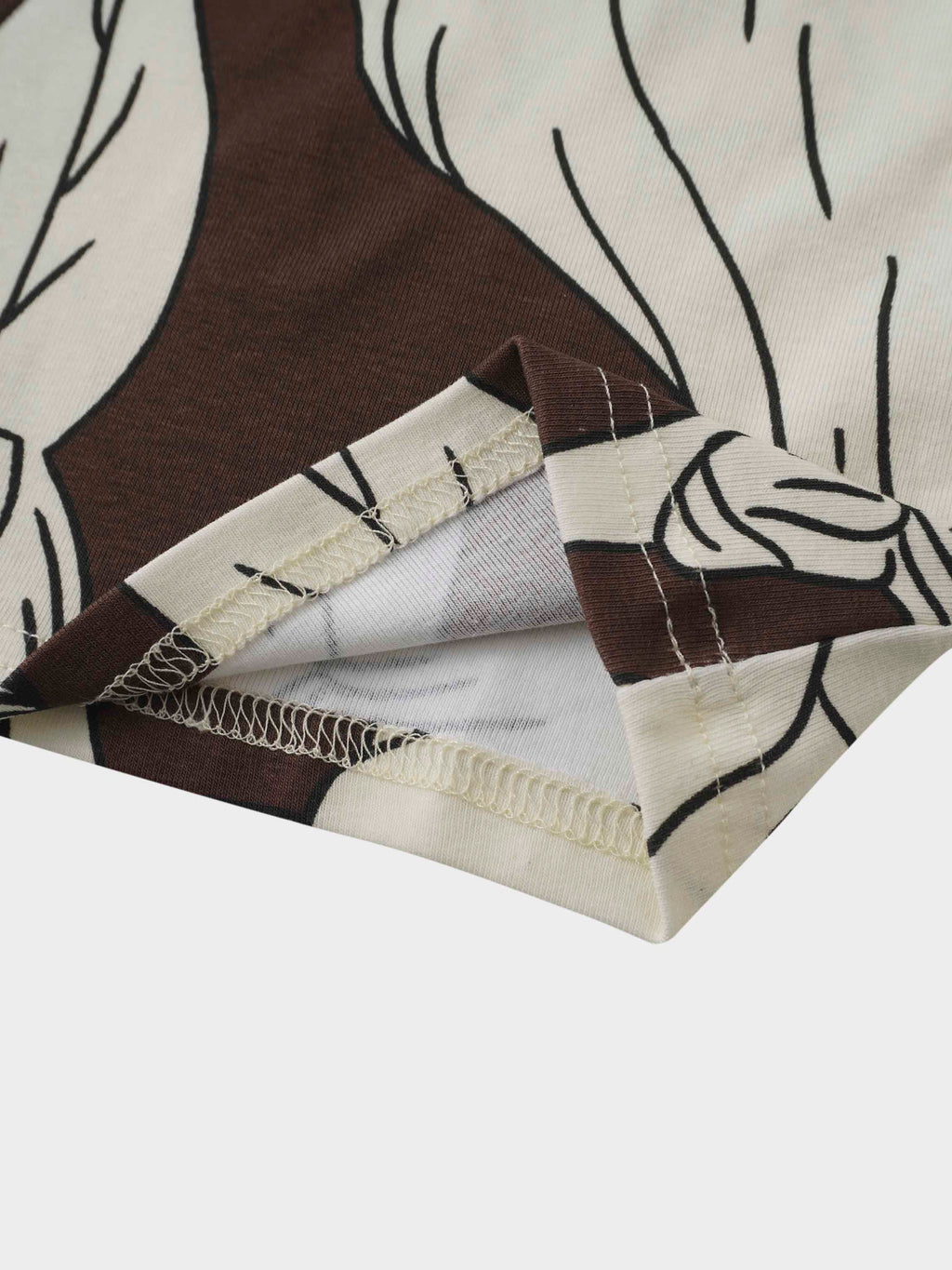 Basic Printed T-shirt-Oversized Floral Brown