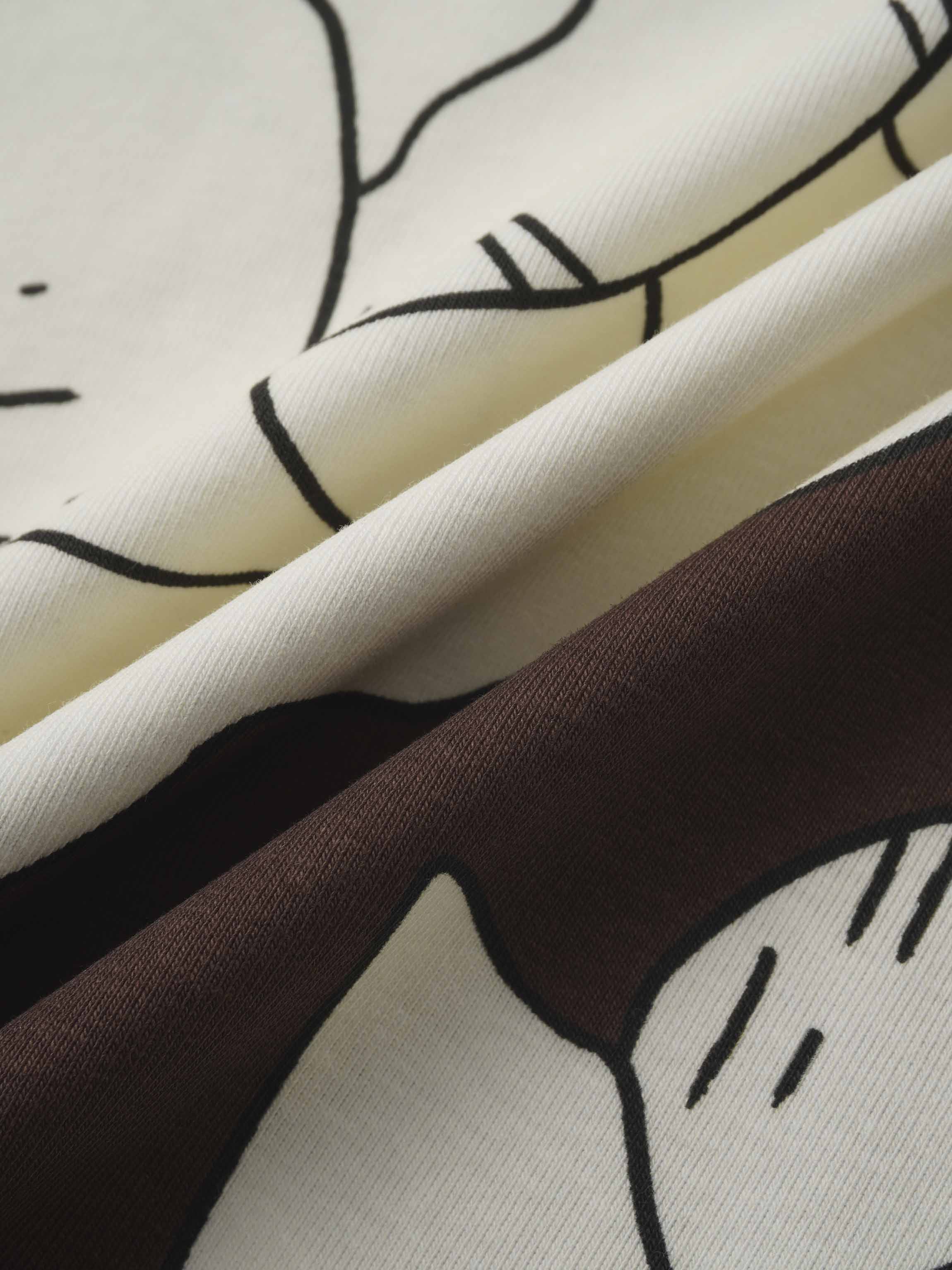 Basic Printed T-shirt-Oversized Floral Brown