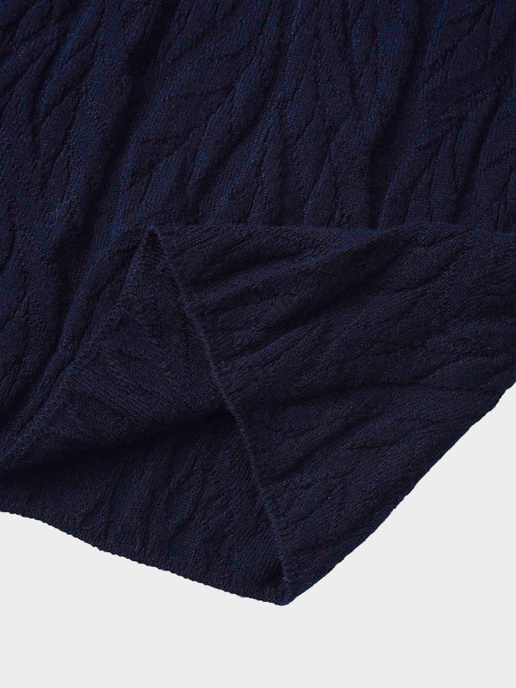 Leaf Design Turtleneck-Navy