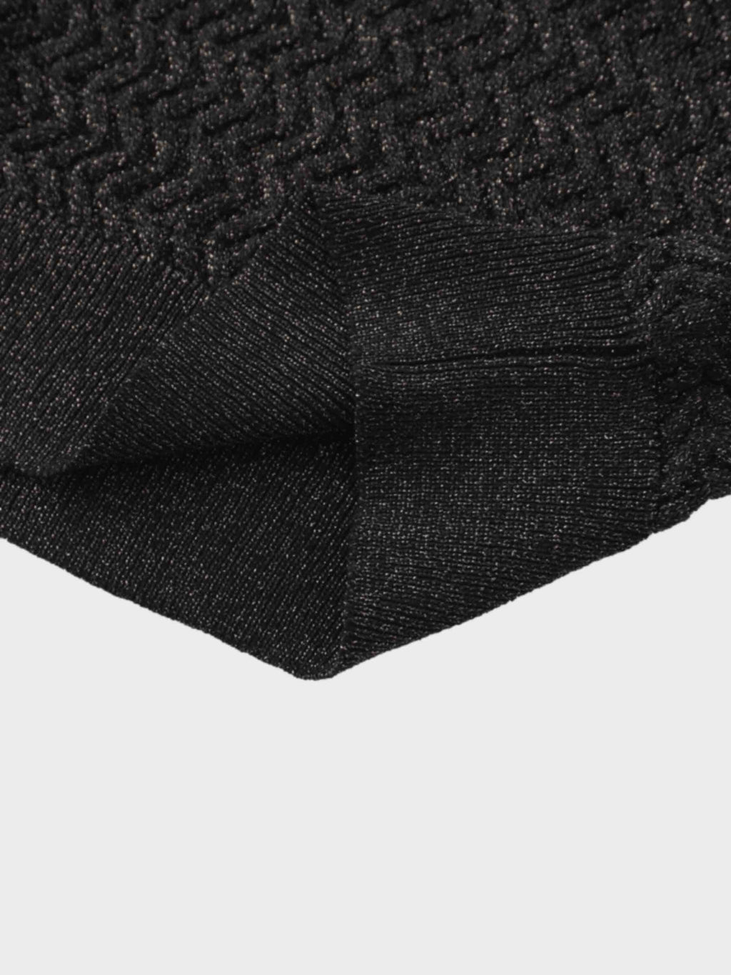 Textured Lurex Crew Sweater-Black
