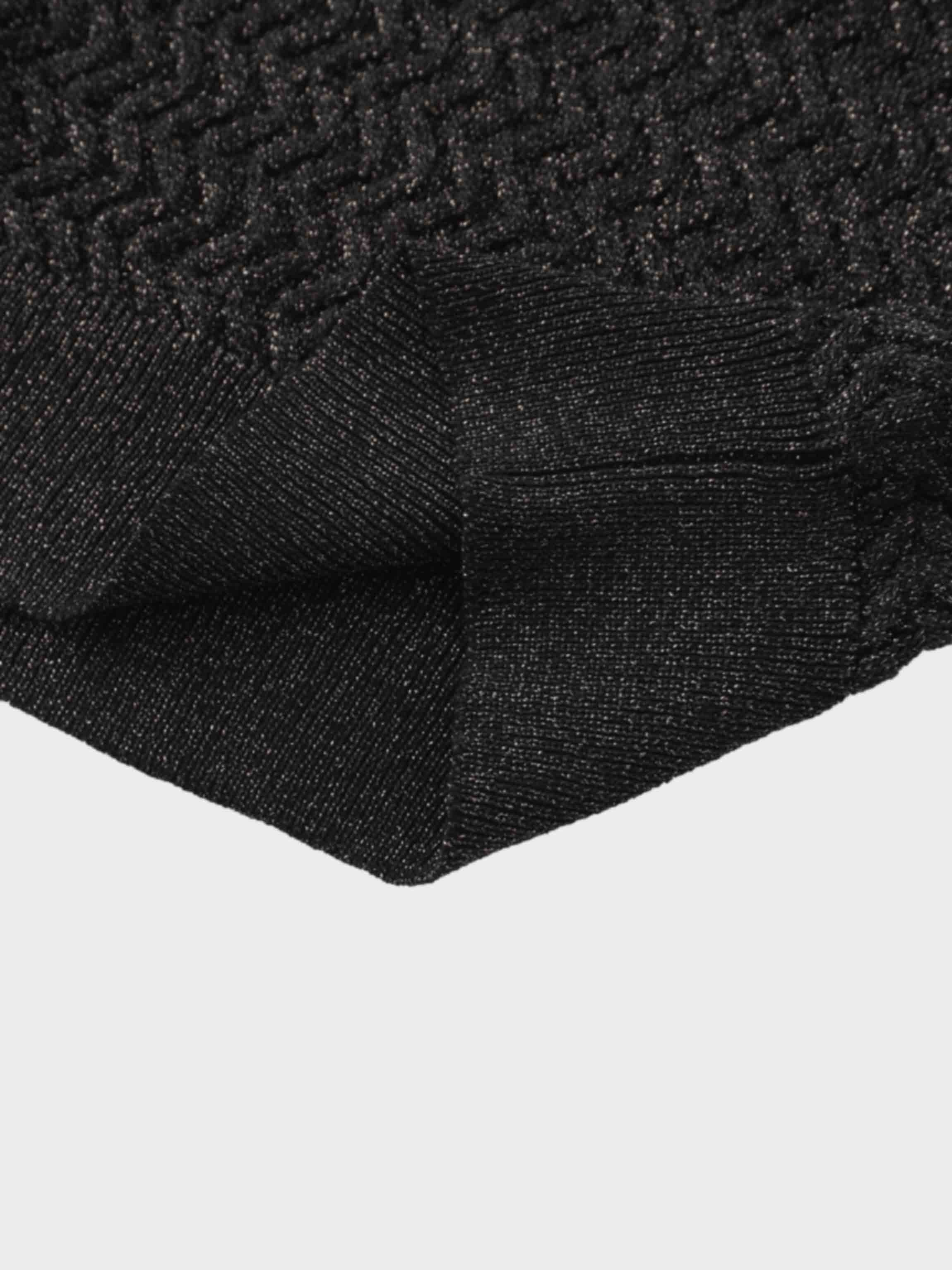 Textured Lurex Crew Sweater-Black
