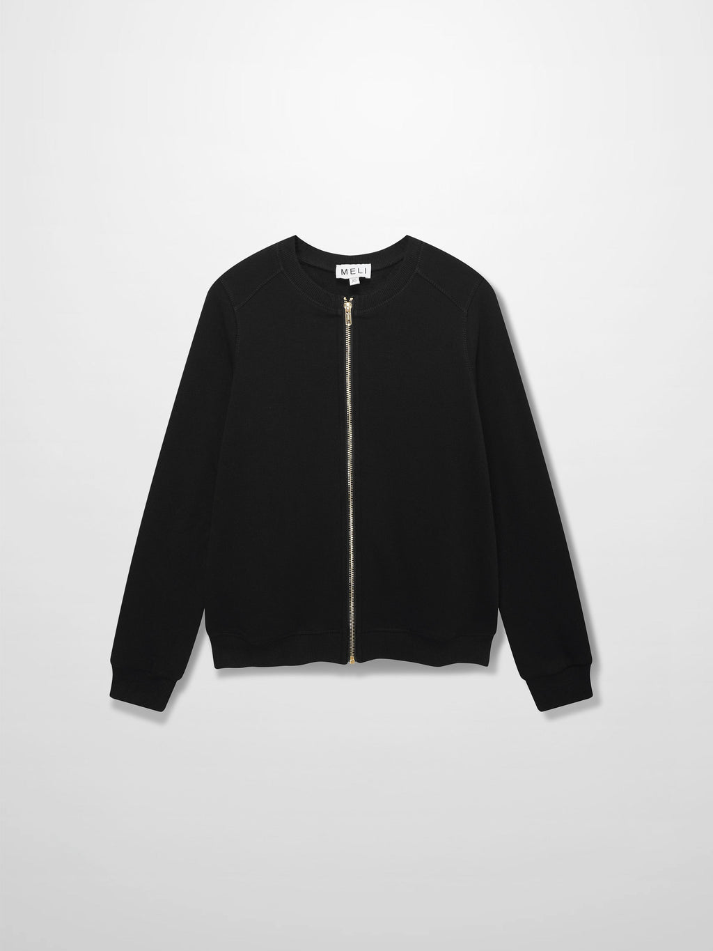 Zip Up Bomber Sweatshirt-Black