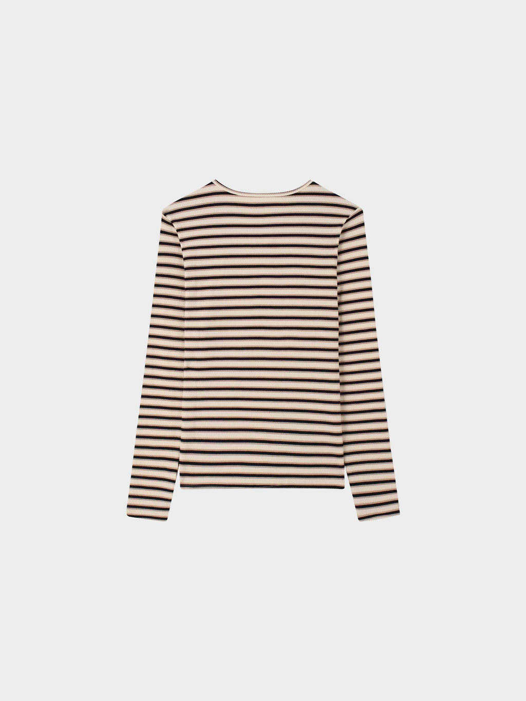 Waffle Striped Crew Tee-Tan/Black/Cream