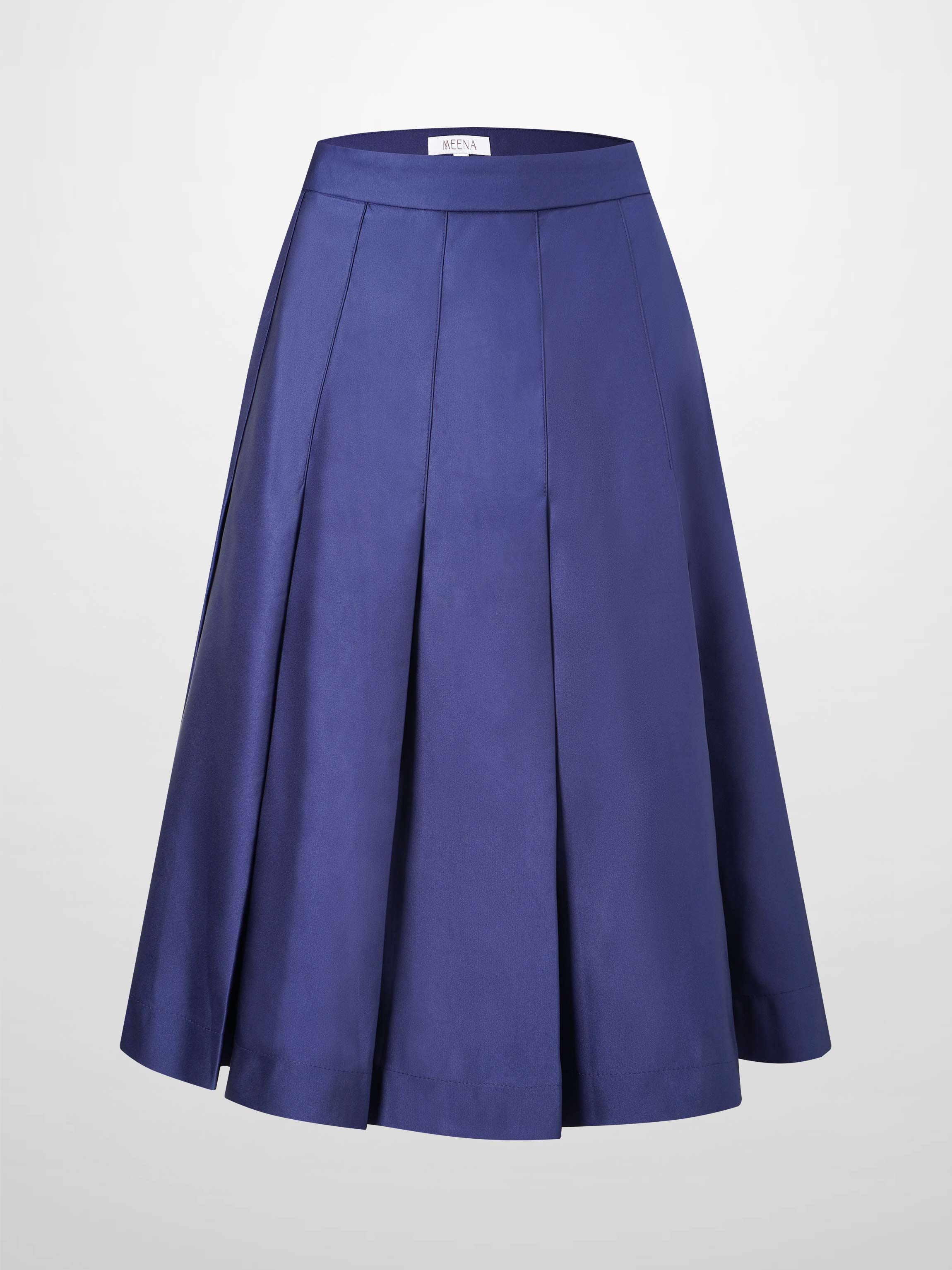 Lux Satin Pleated Skirt 26"-Navy