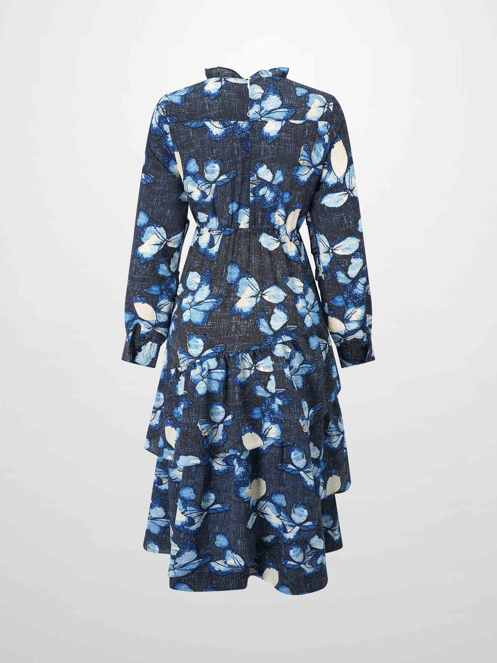 Layered Belted Dress-Blue Floral