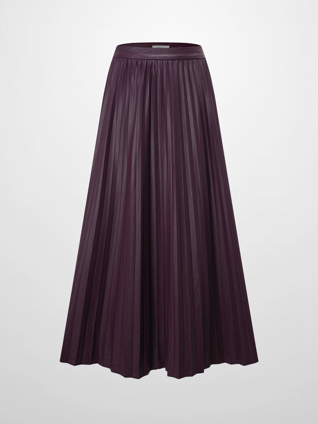 Accordion Pleated Faux Leather Skirt-Eggplant