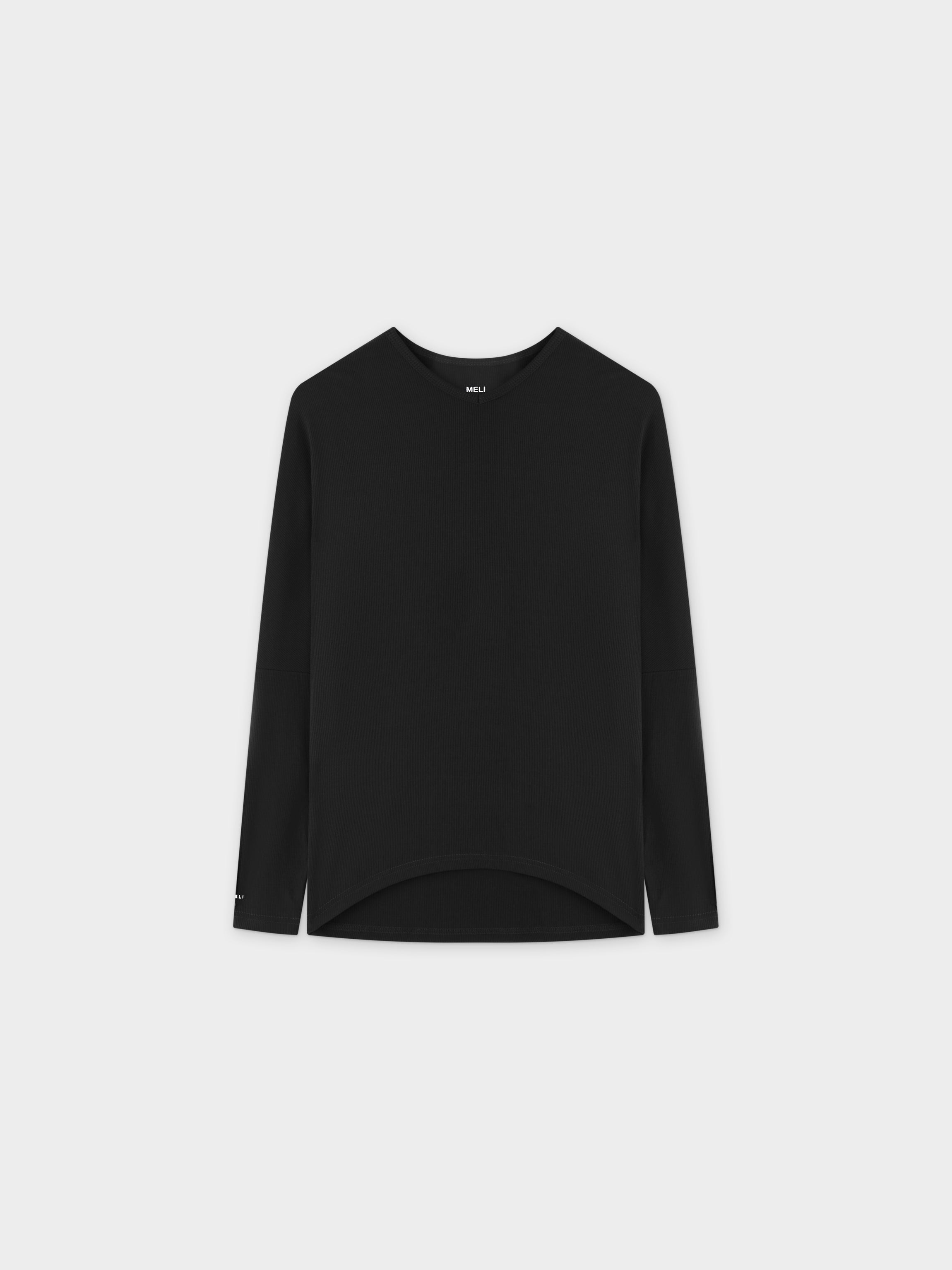 RIB DOLMAN V TEE-BLACK