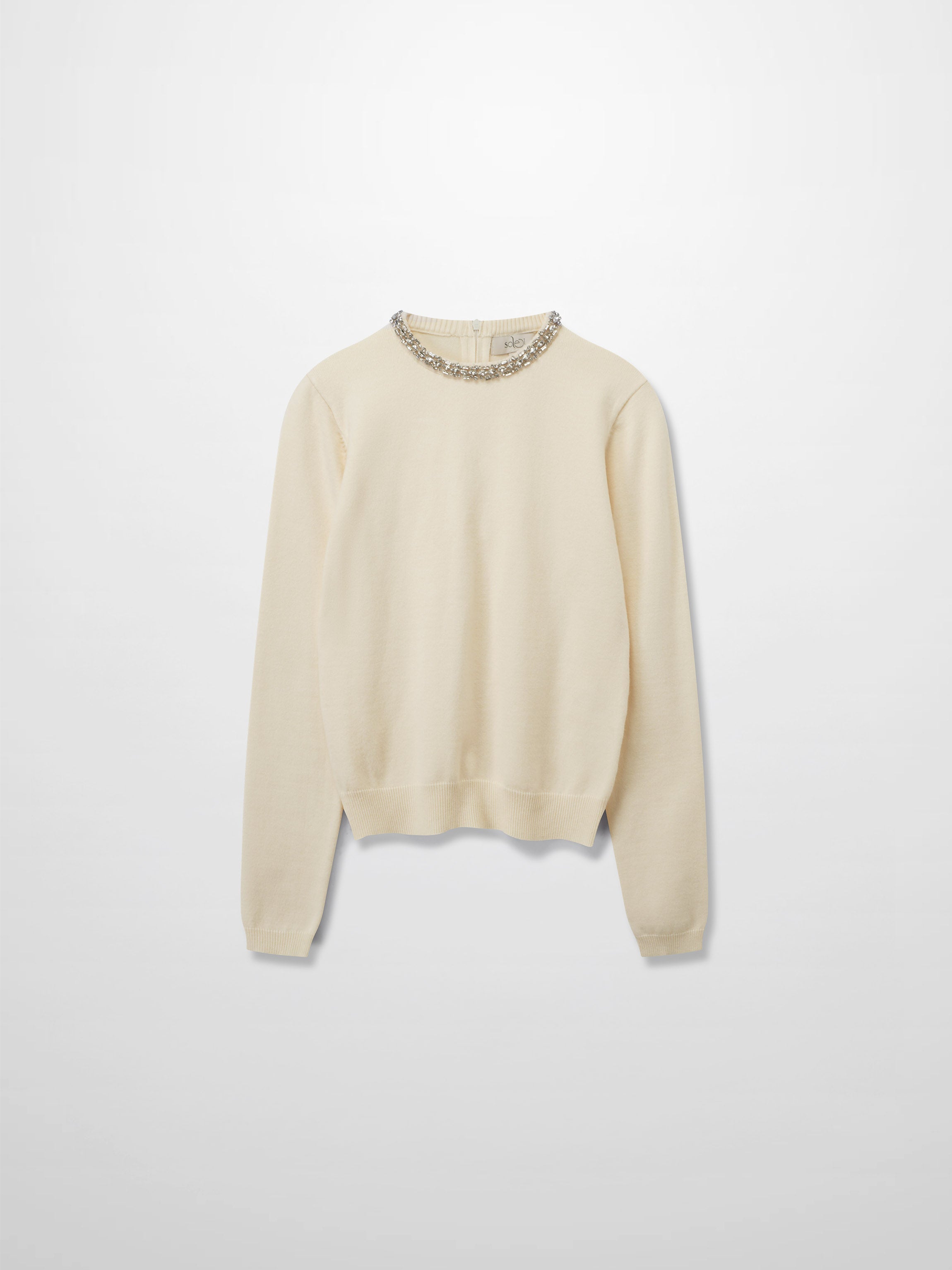 Embellished Crew Sweater-Ivory