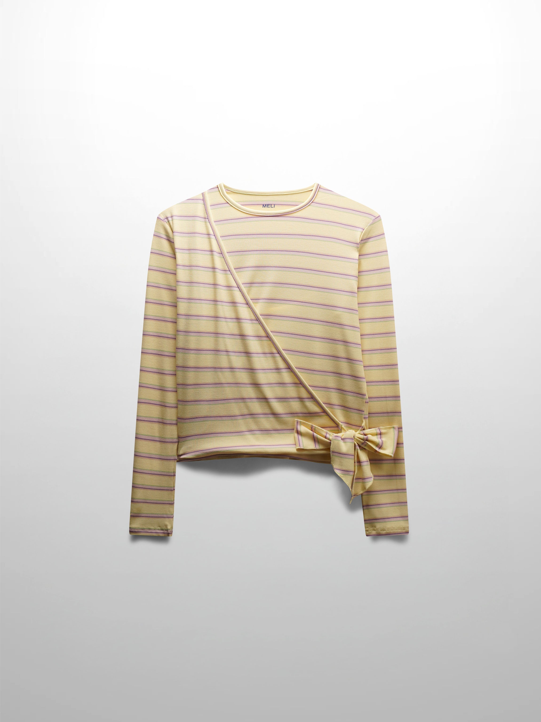 Striped Wrap Tee-Yellow