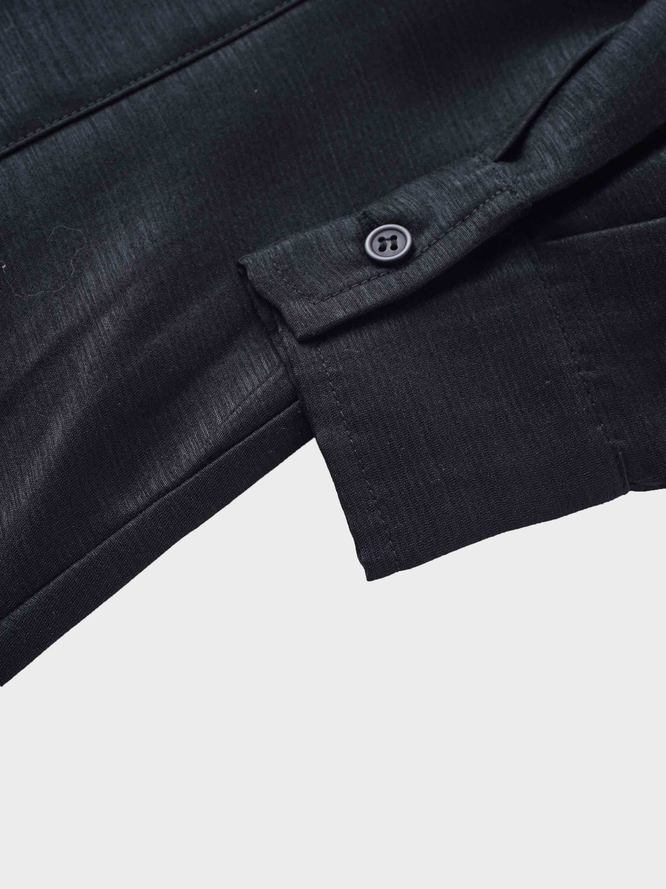 Textured Puff Sleeve Blouse-Black