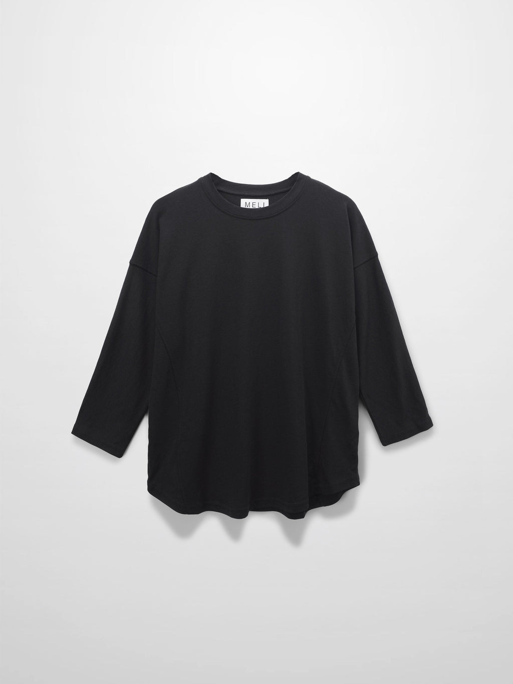 Pima Cotton Boxy Dolman Tee-Black
