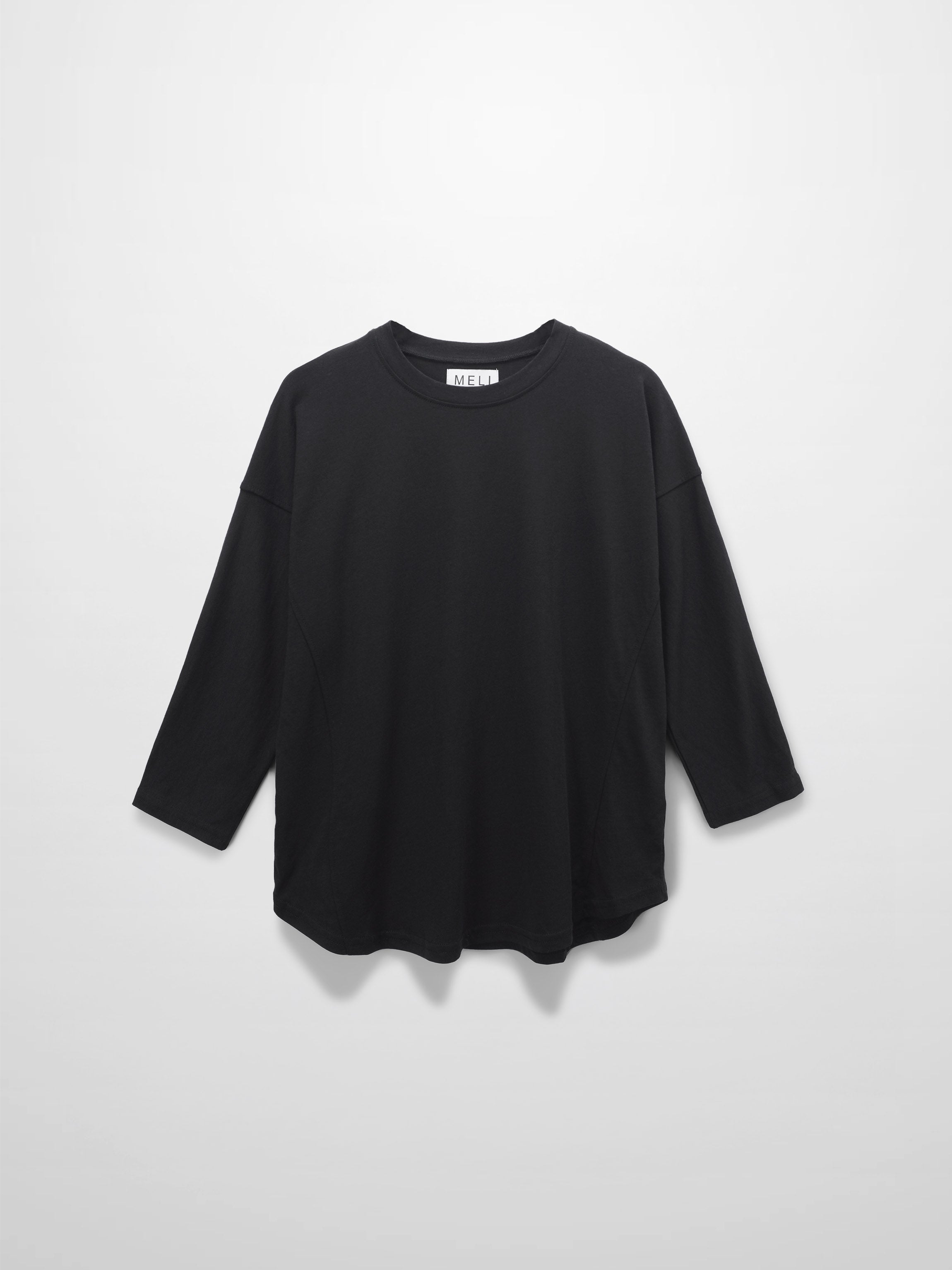 Pima Cotton Boxy Dolman Tee-Black
