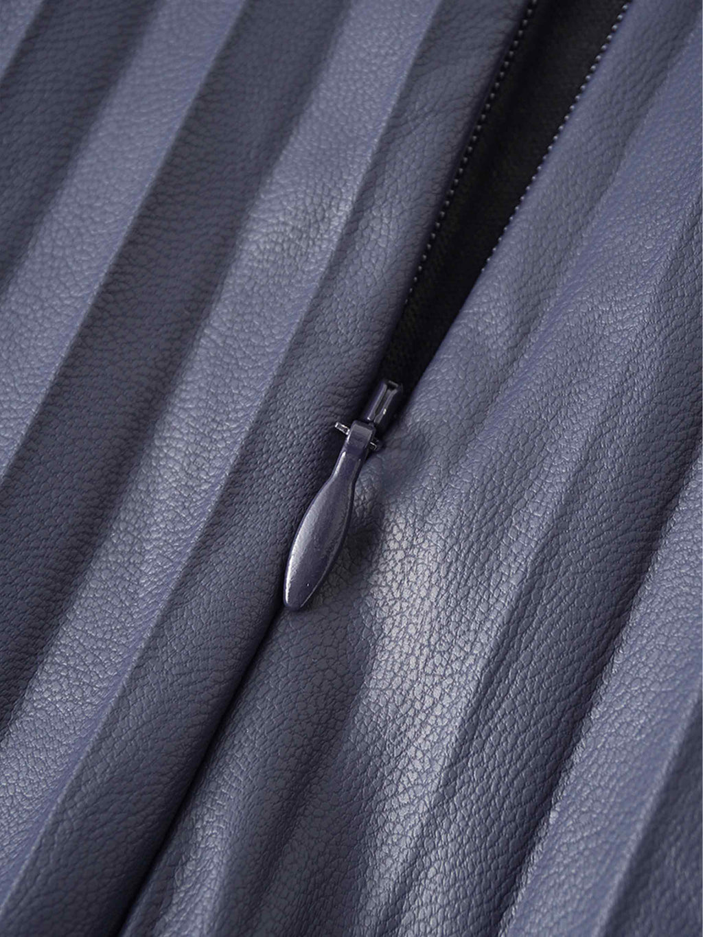 Accordion Pleated Faux Leather Skirt-Navy