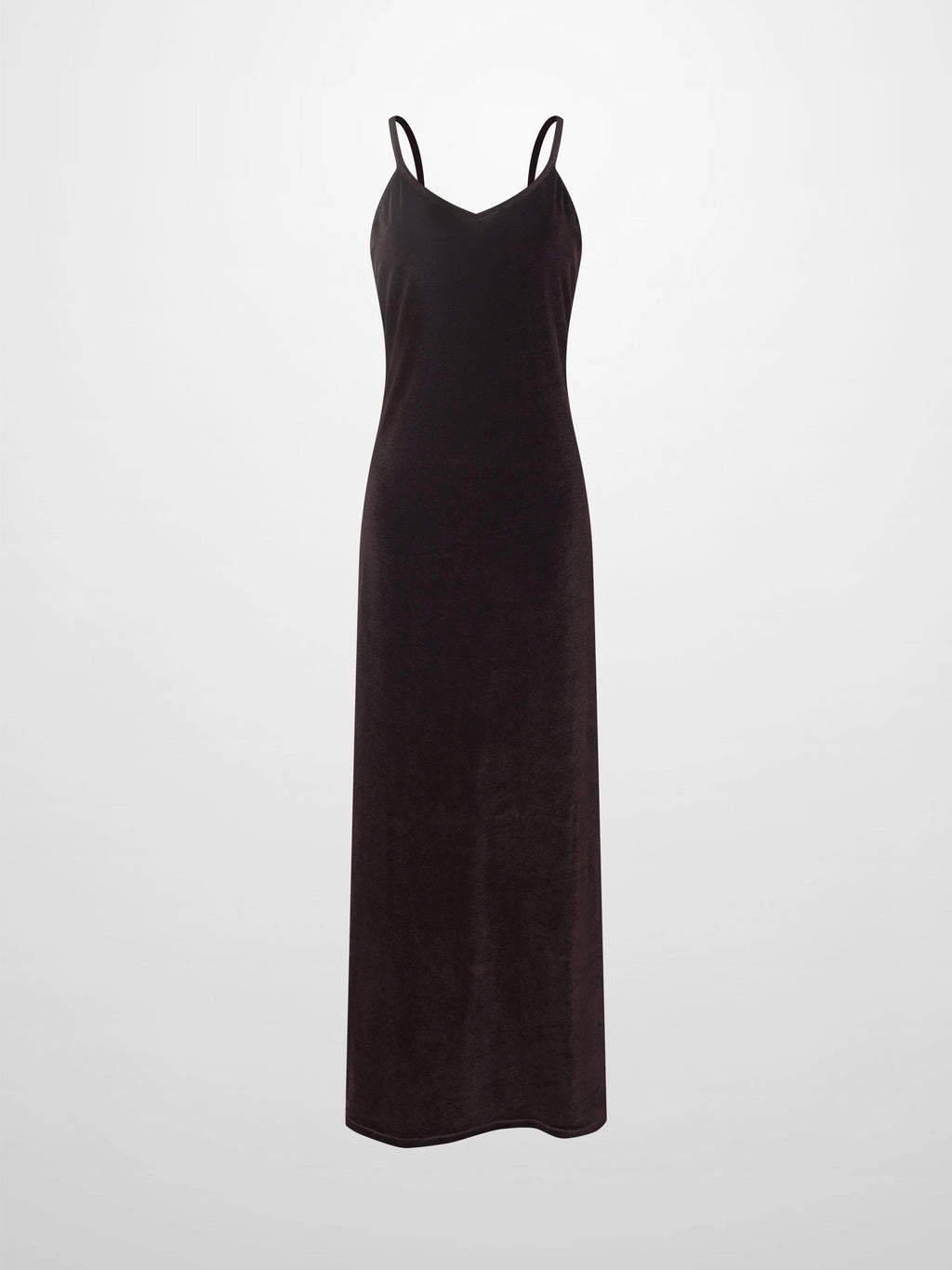 Ombre Velour Slip Dress-Brown