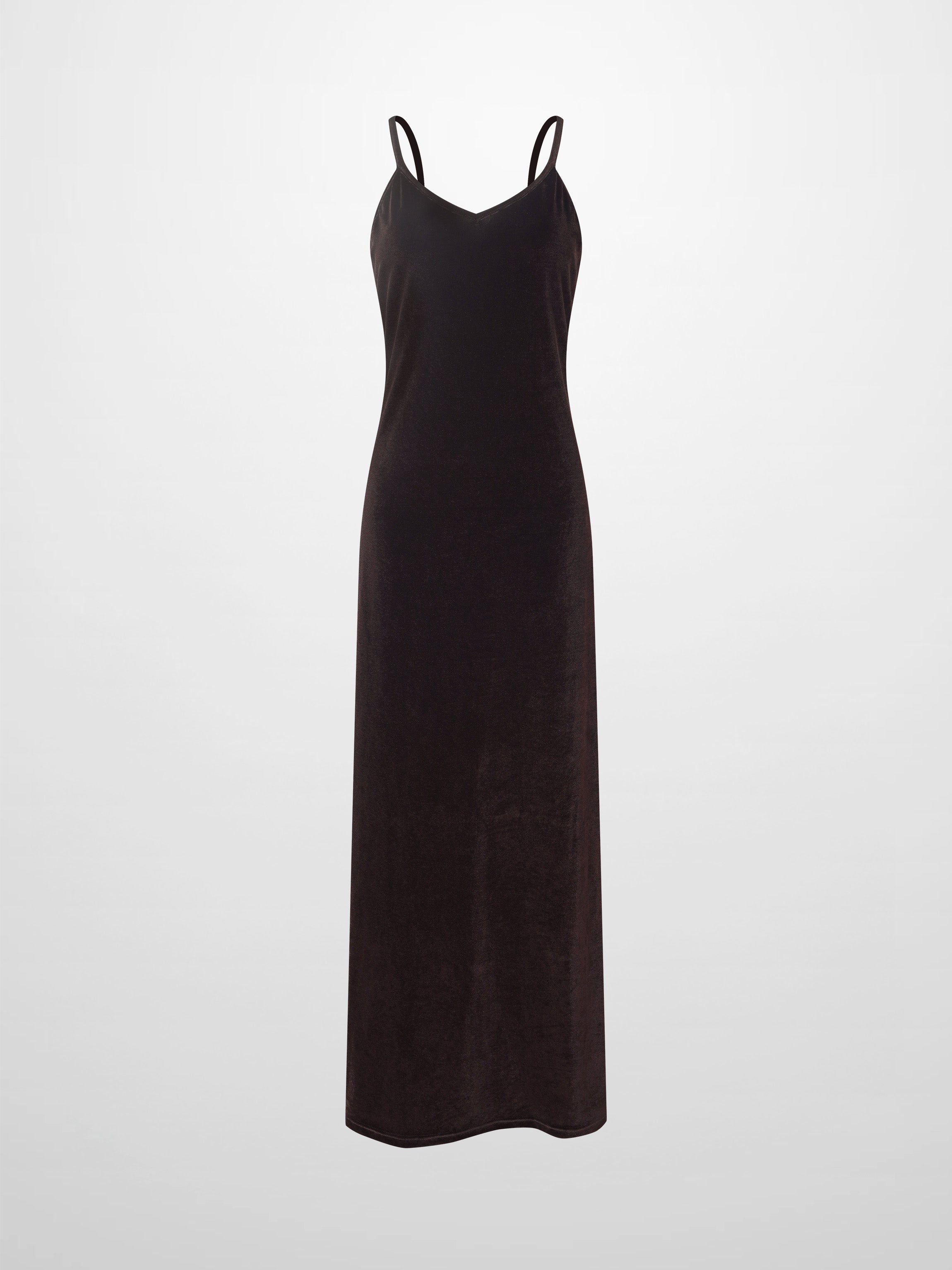 Ombre Velour Slip Dress-Brown