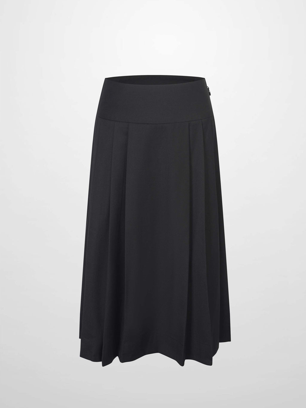 Yoke Pleated Skirt-Black