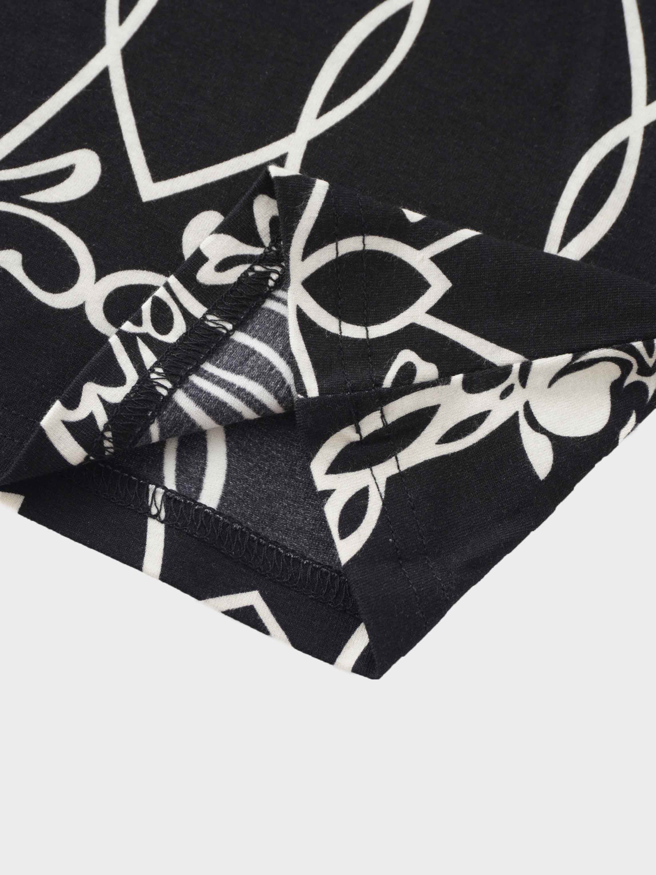 Printed Modal Turtleneck-Floral Vines Black