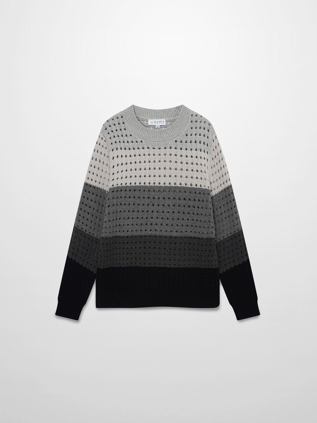 Striped Crochet Sweater-Grey