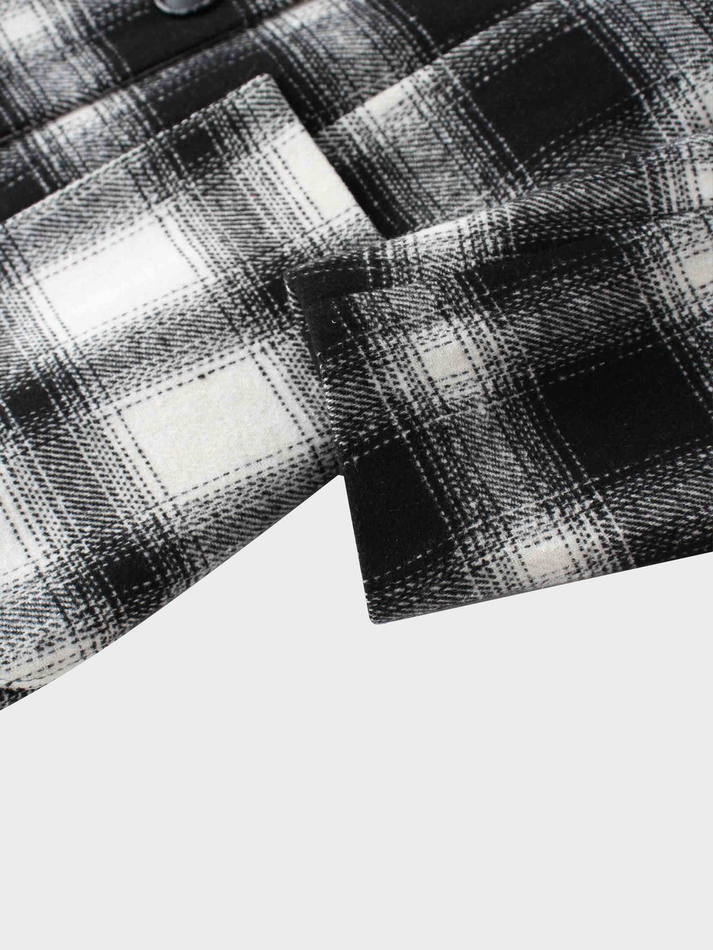 Double Breasted Belted Blazer-Black/White Plaid