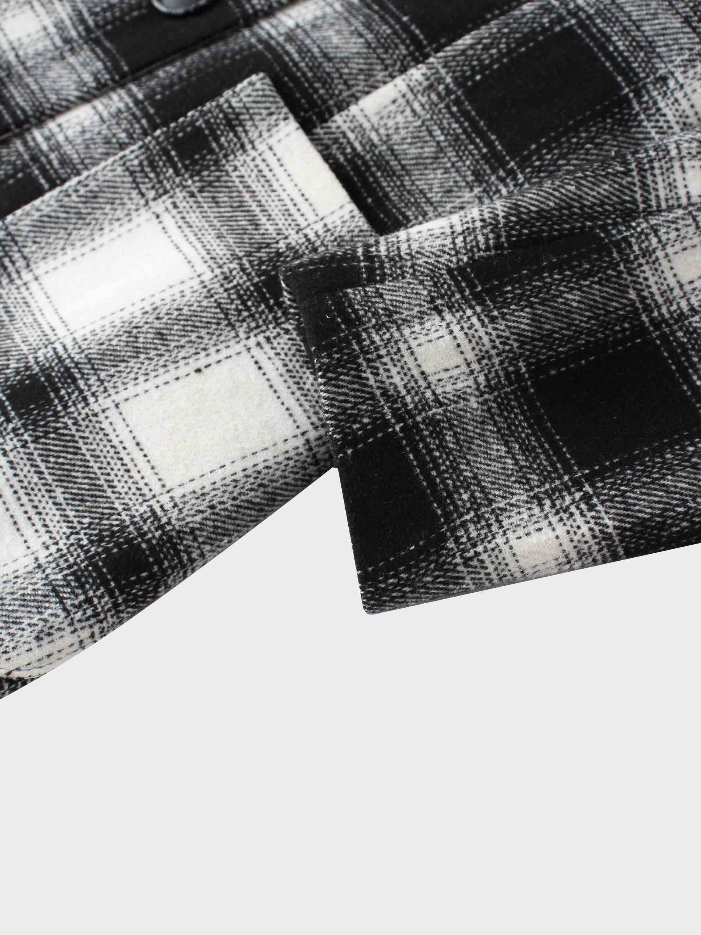 Double Breasted Belted Blazer-Black/White Plaid