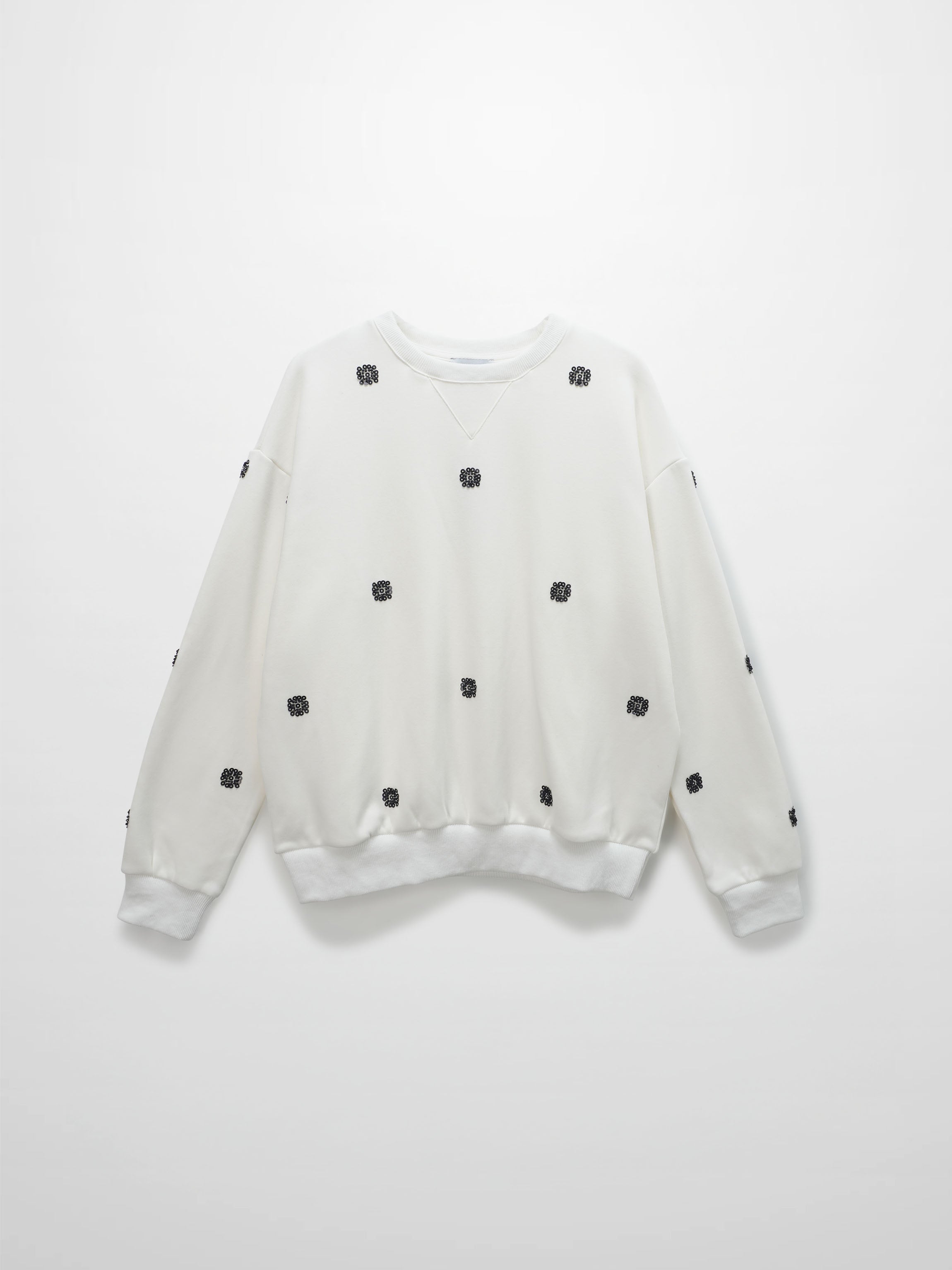 Embellished Sweatshirt-White/Black
