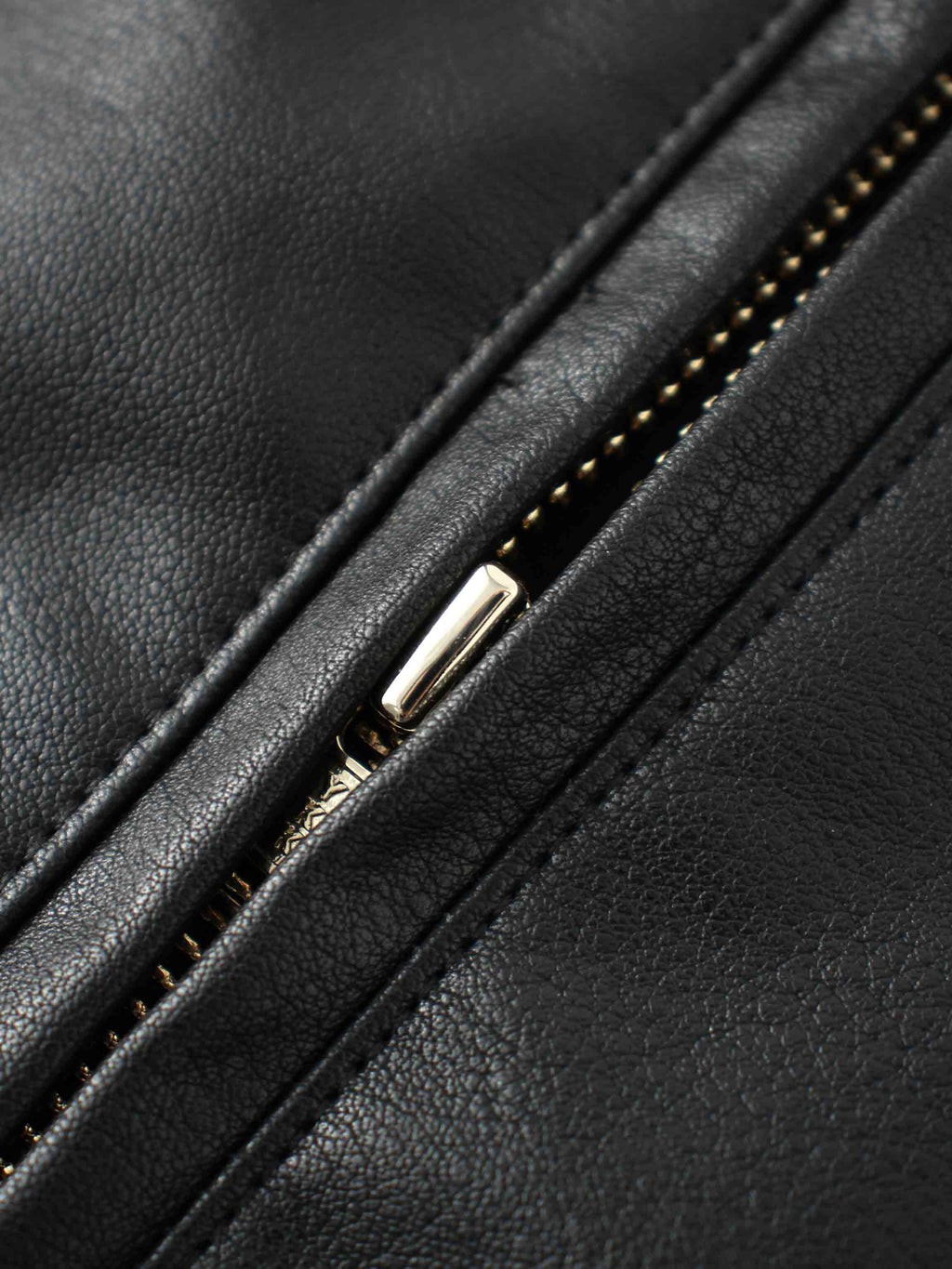 Side Stripe Faux Leather Skirt-Black