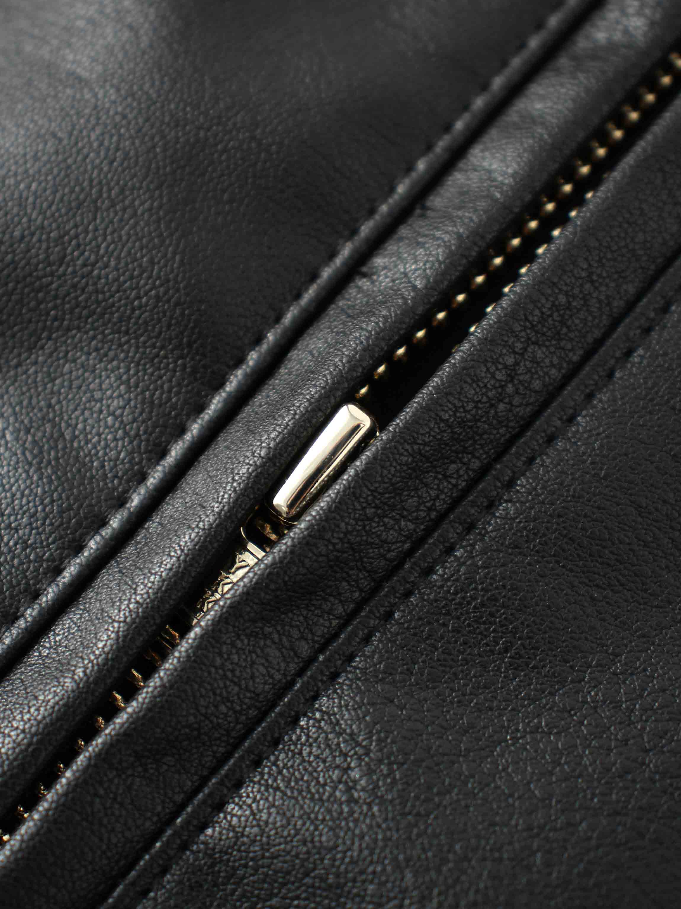 Side Stripe Faux Leather Skirt-Black