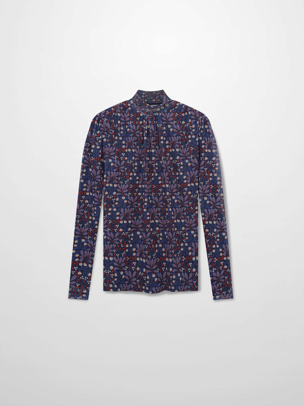 Mesh Mock Neck Top-Lilac Flower