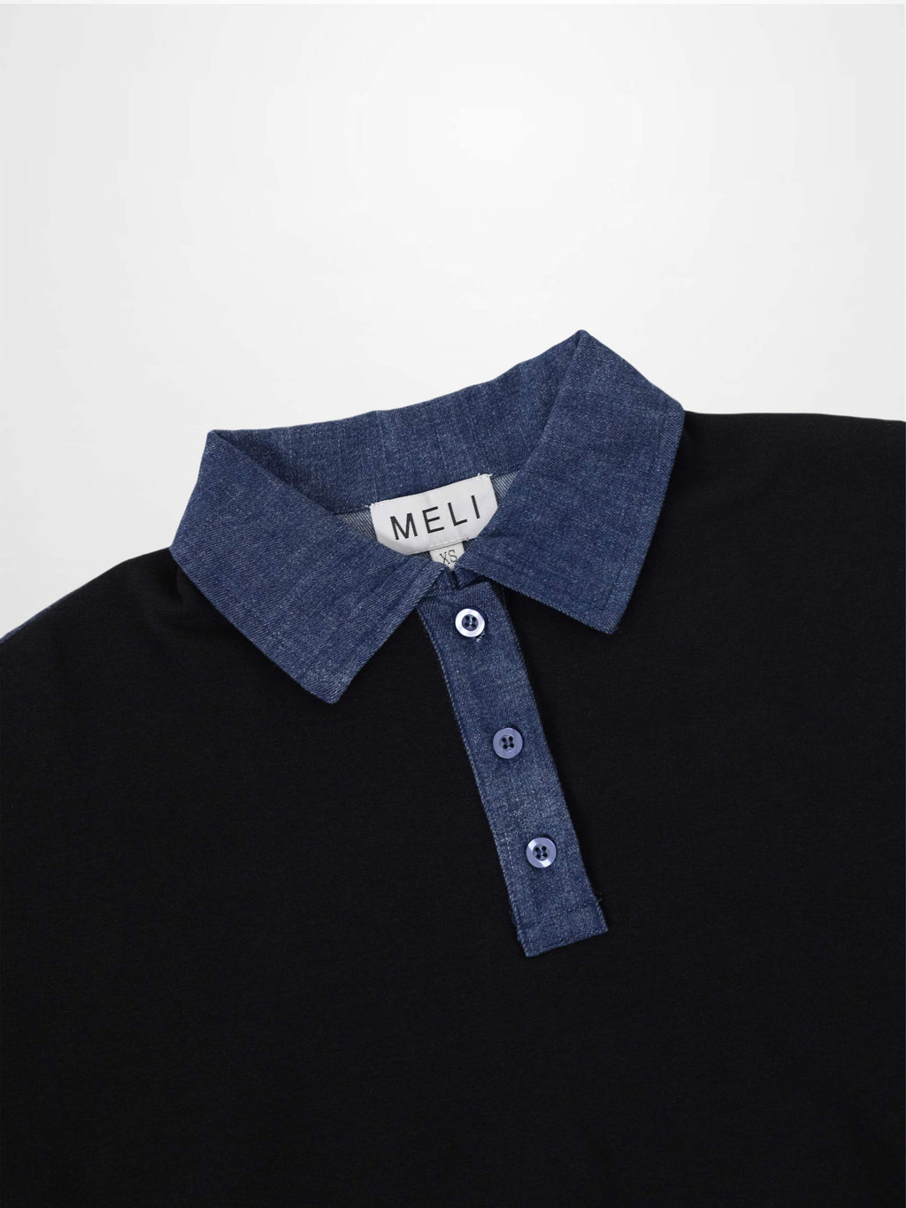 Collar Sweatshirt-Denim/Black