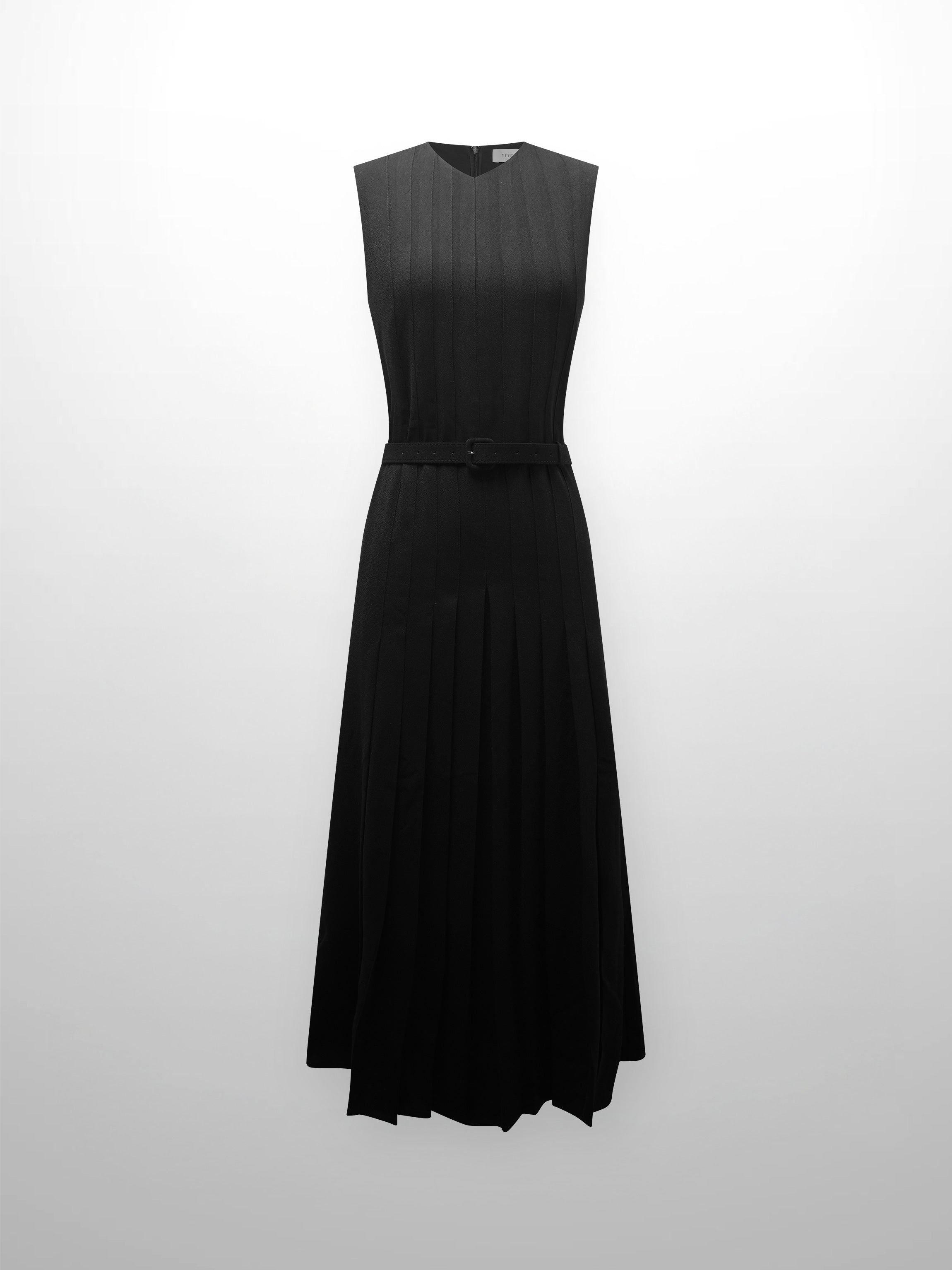 Stitched Down Pleated Jumper-Black