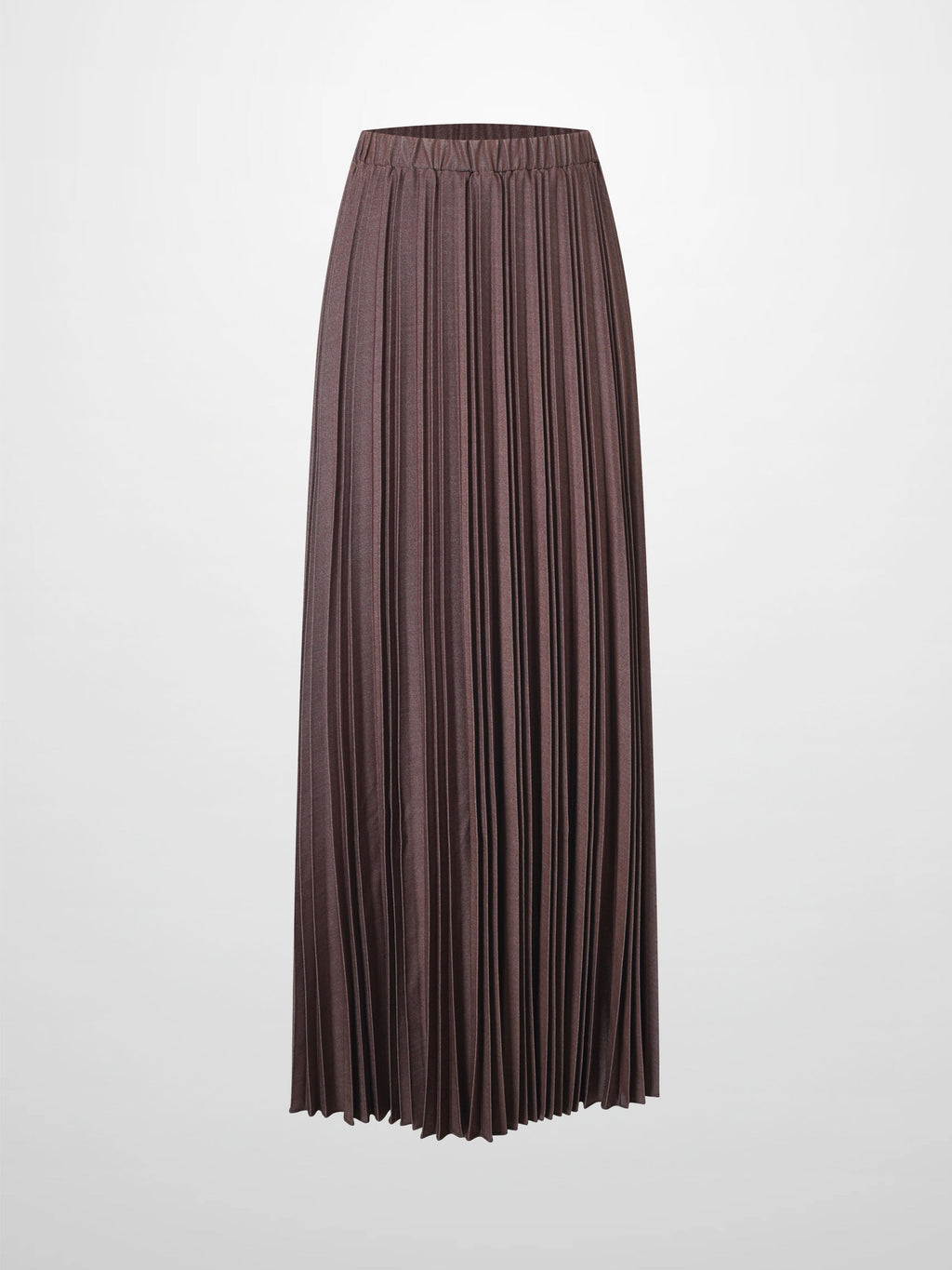 Denim Pleated Skirt-Dark Brown