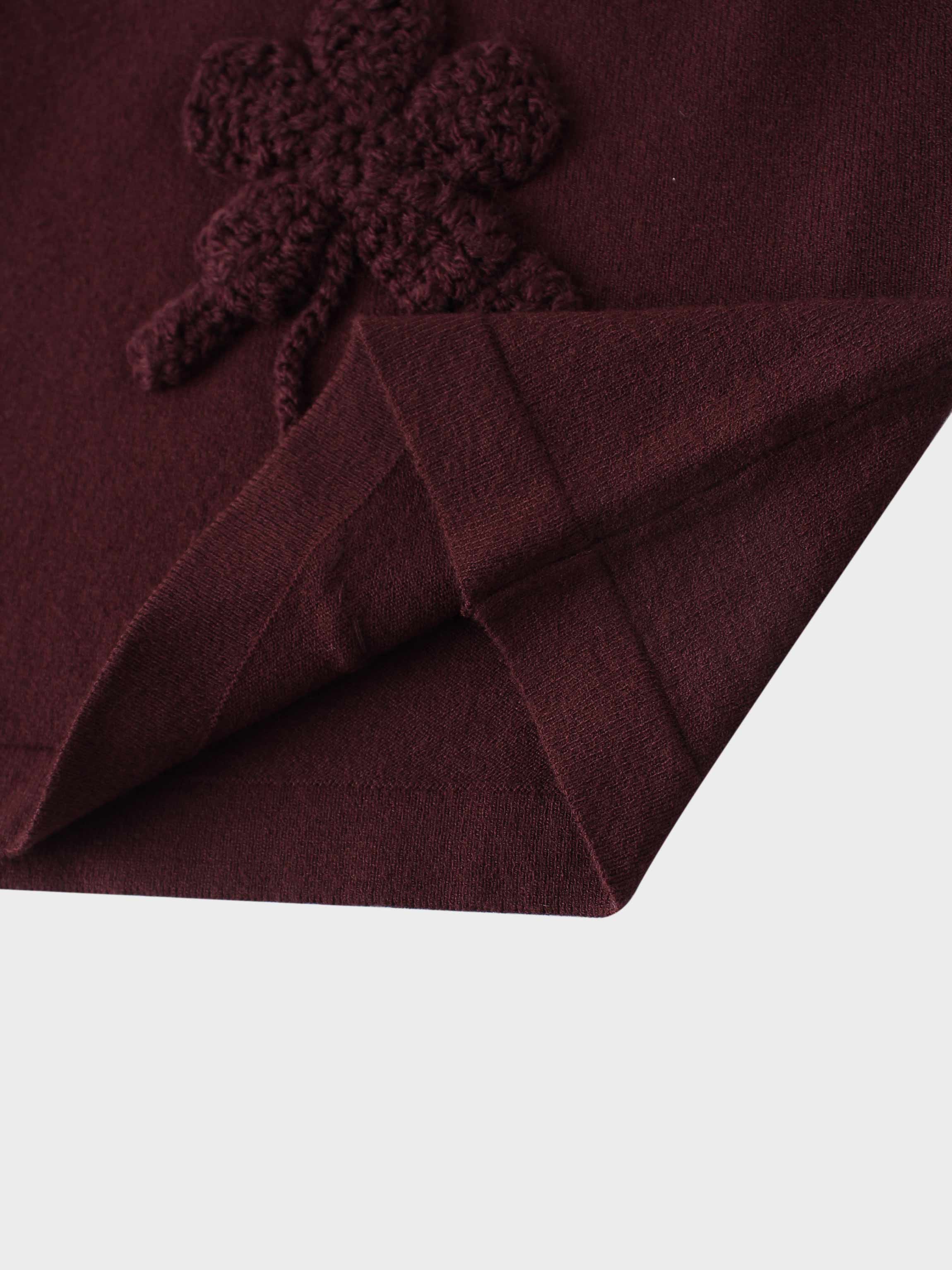 Crochet Puff Flower Sweater Set-Plum