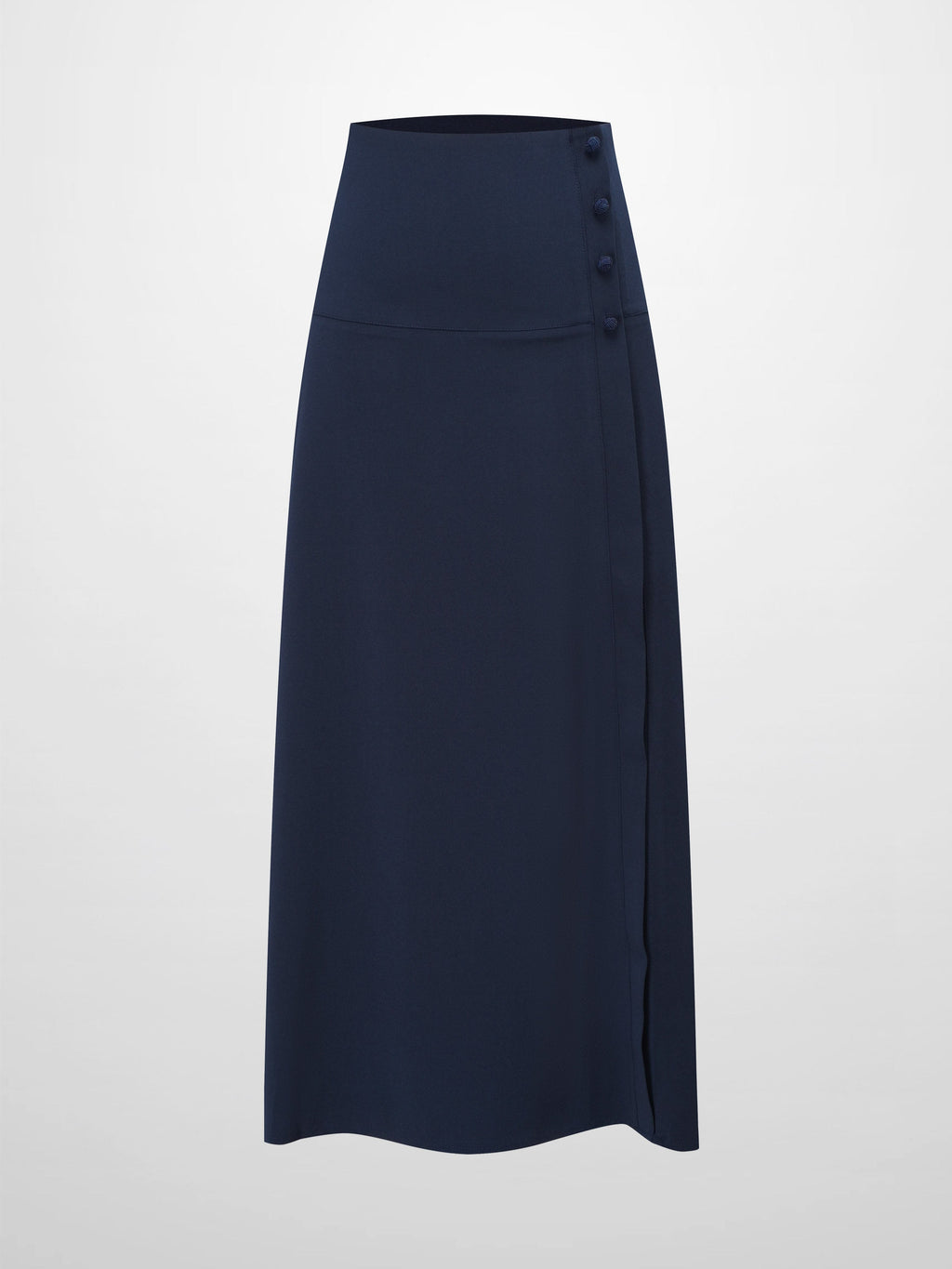 Side Button Yoke Skirt-Navy