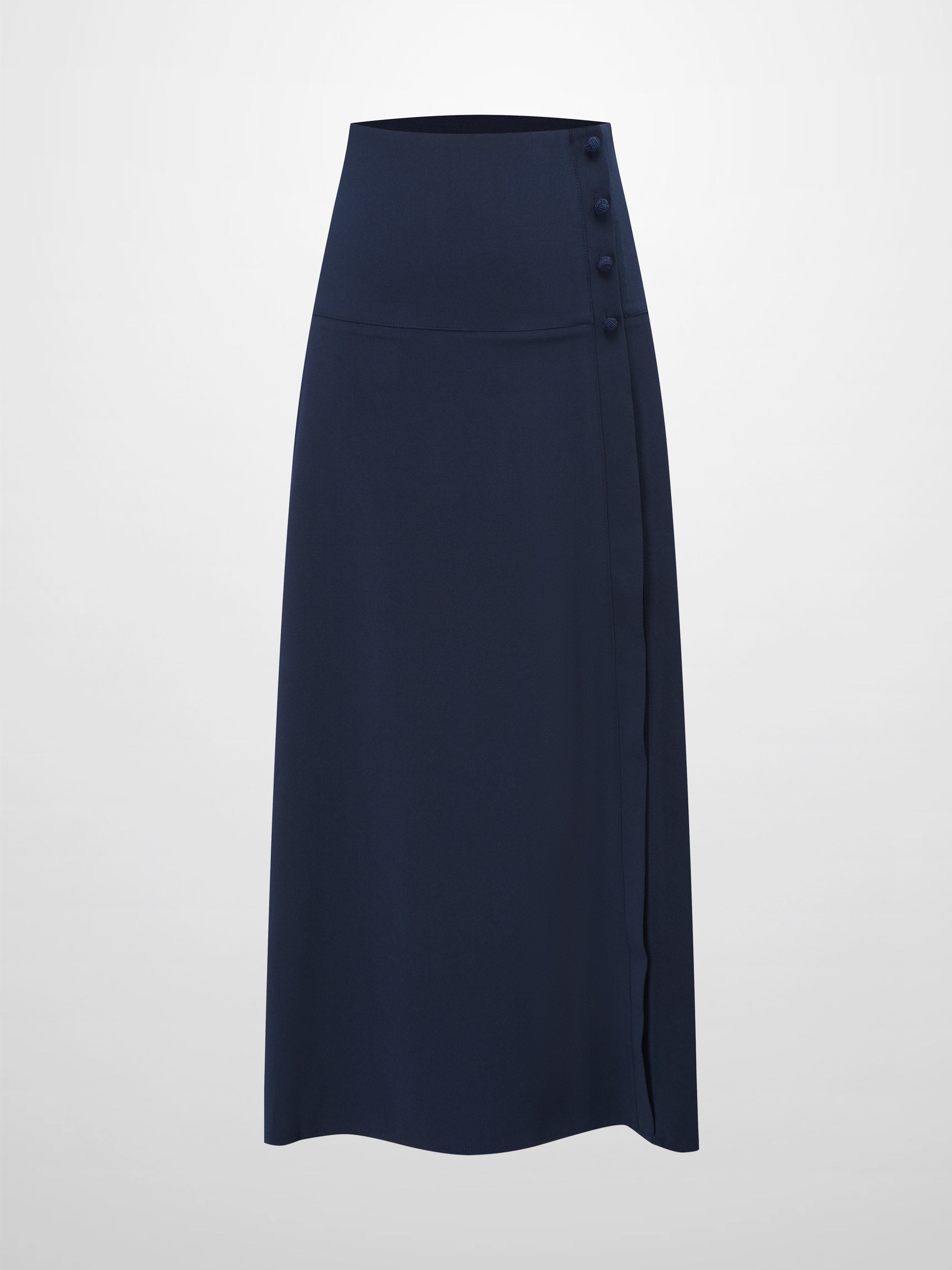 Side Button Yoke Skirt-Navy