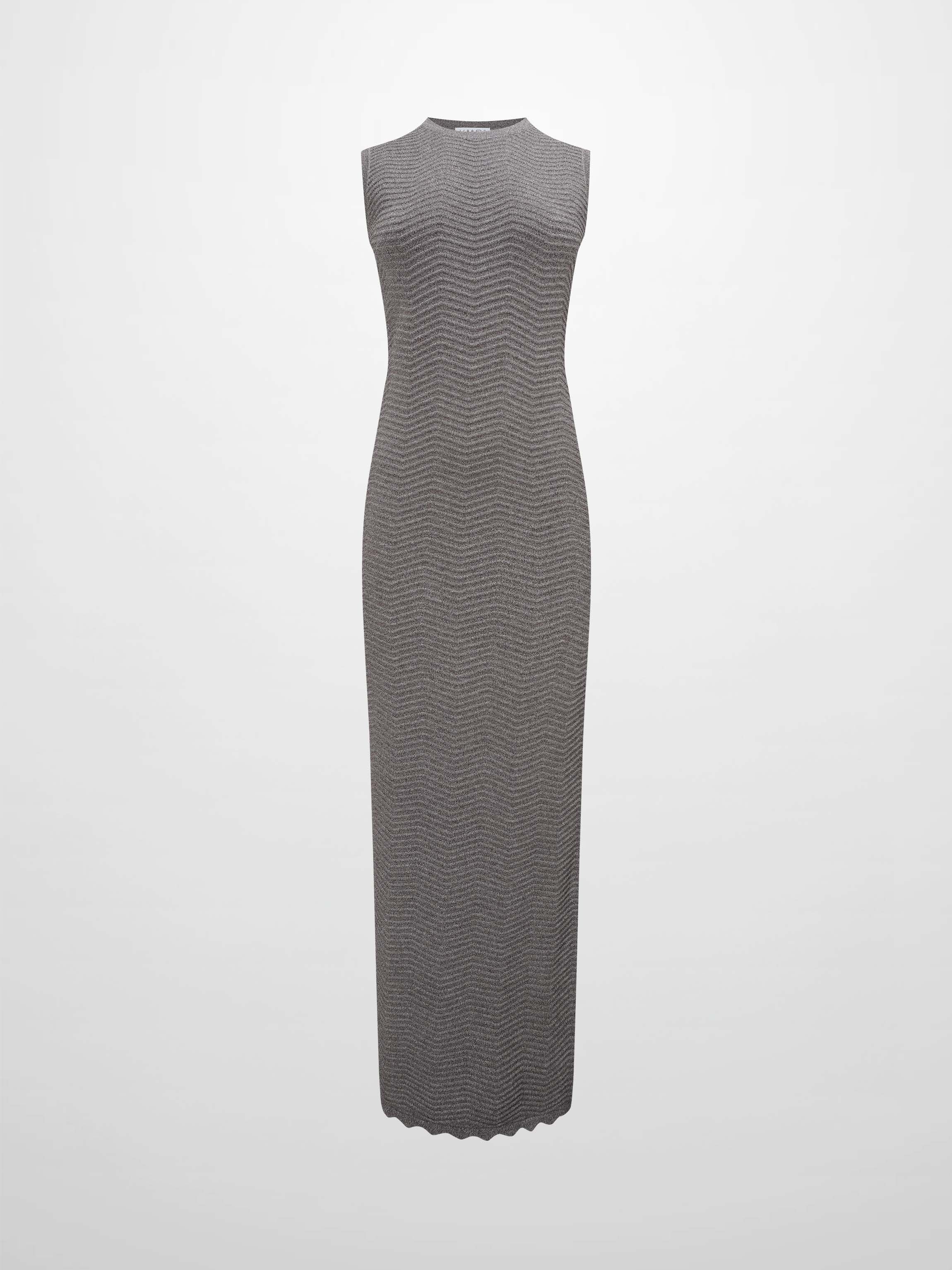 Wave Knit Slip Dress-Heathered Brown